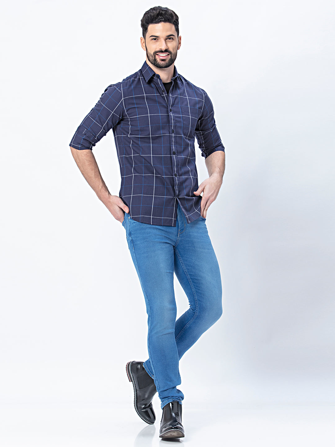 Royal Blue Enigma: Styled Blue Slim-Fit Jeans