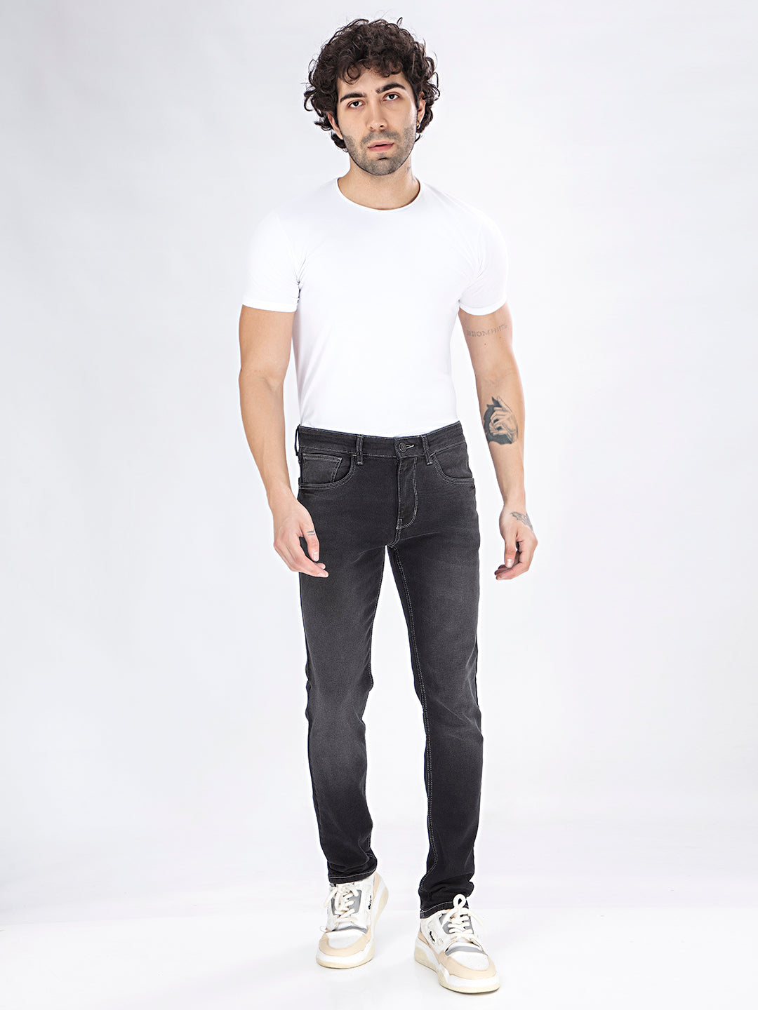 Pitch Black Pinnacle: Black Slim Fit Denim Jeans