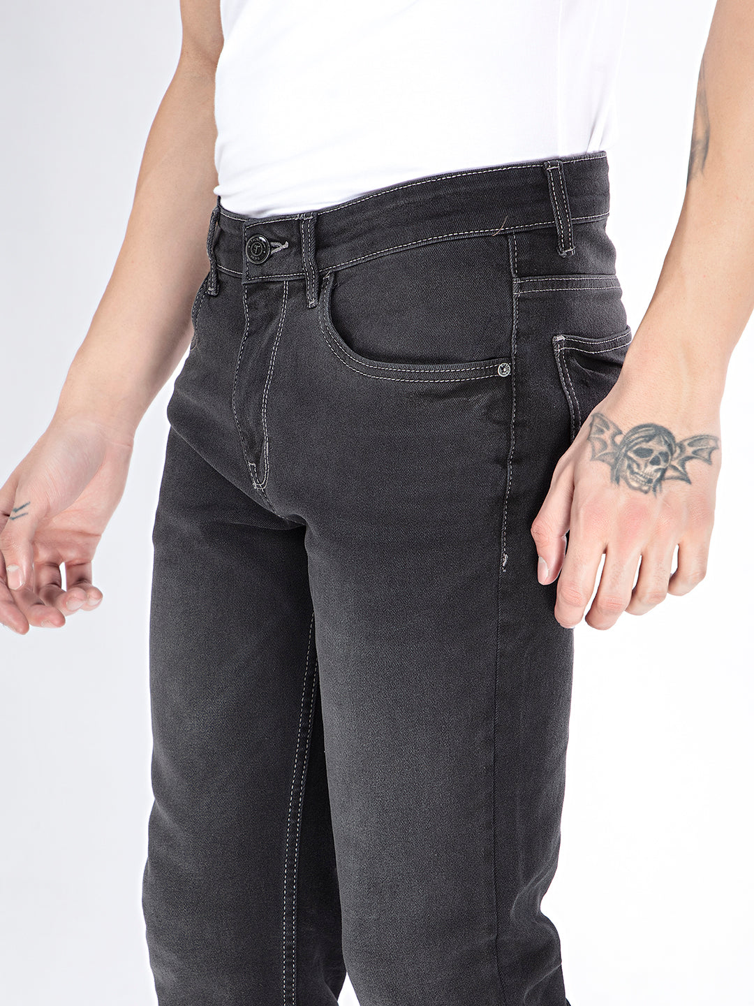 Pitch Black Pinnacle: Black Slim Fit Denim Jeans