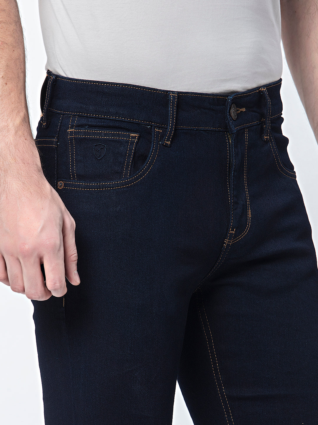 Shadowed Sophistication: Blue Slim Fit Denim Jeans