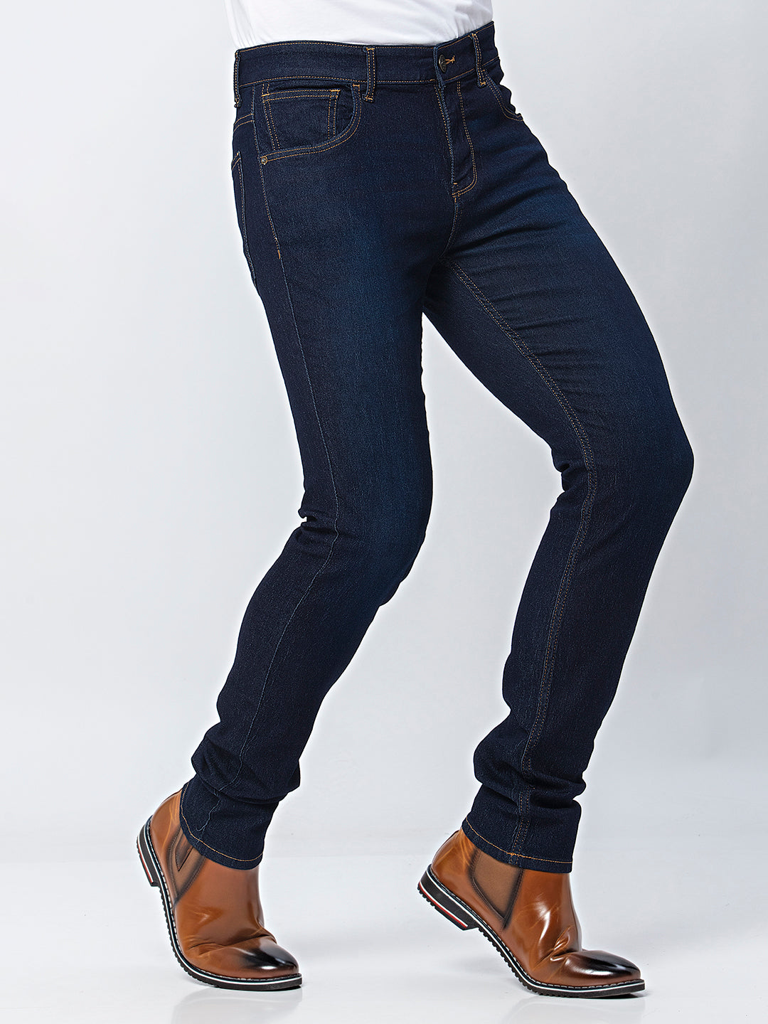 Shadow Shaper: Indigo Slim Fit Denim Jeans