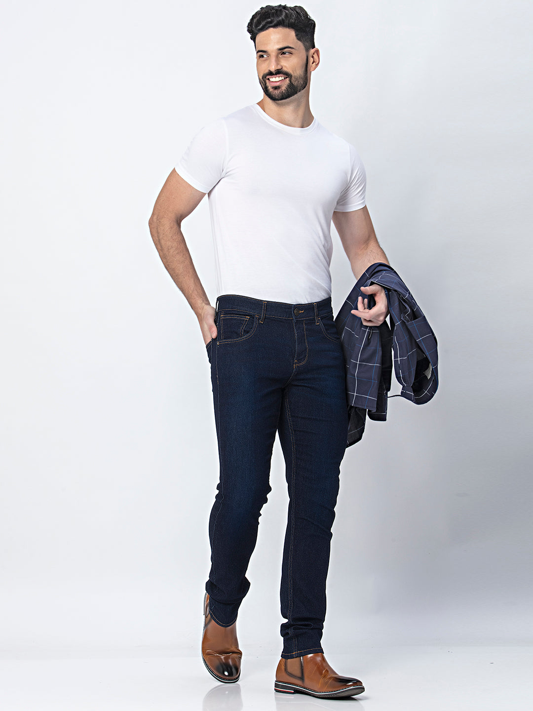 Shadow Shaper: Indigo Slim Fit Denim Jeans