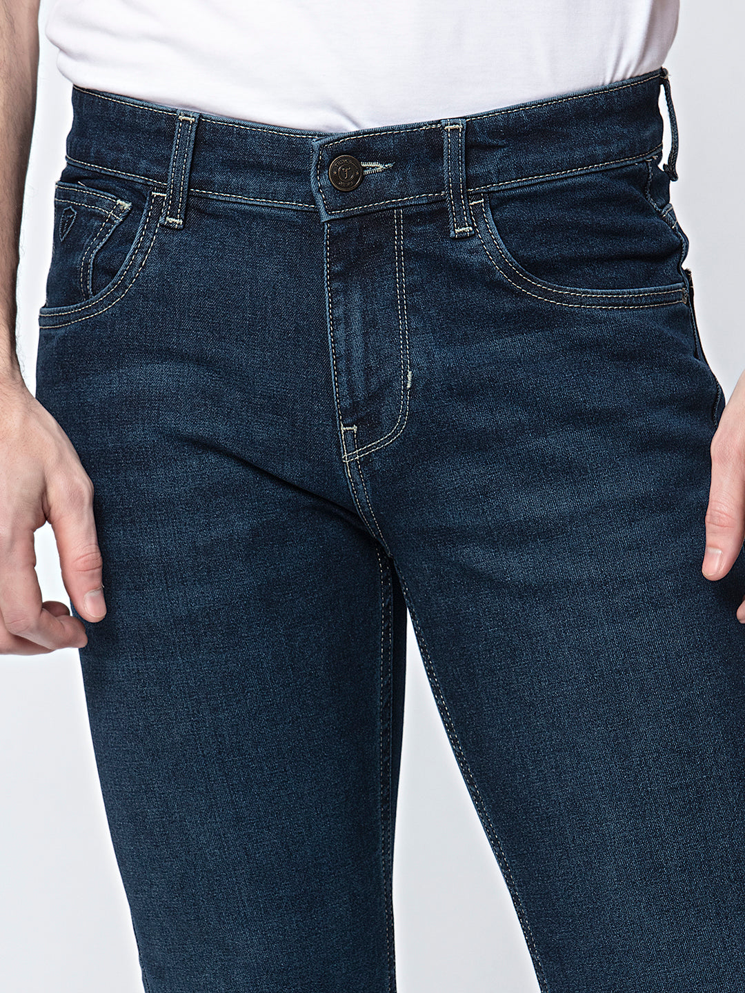 Indigo Seamlessly Tailored: Blue Slim-Fit Jeans