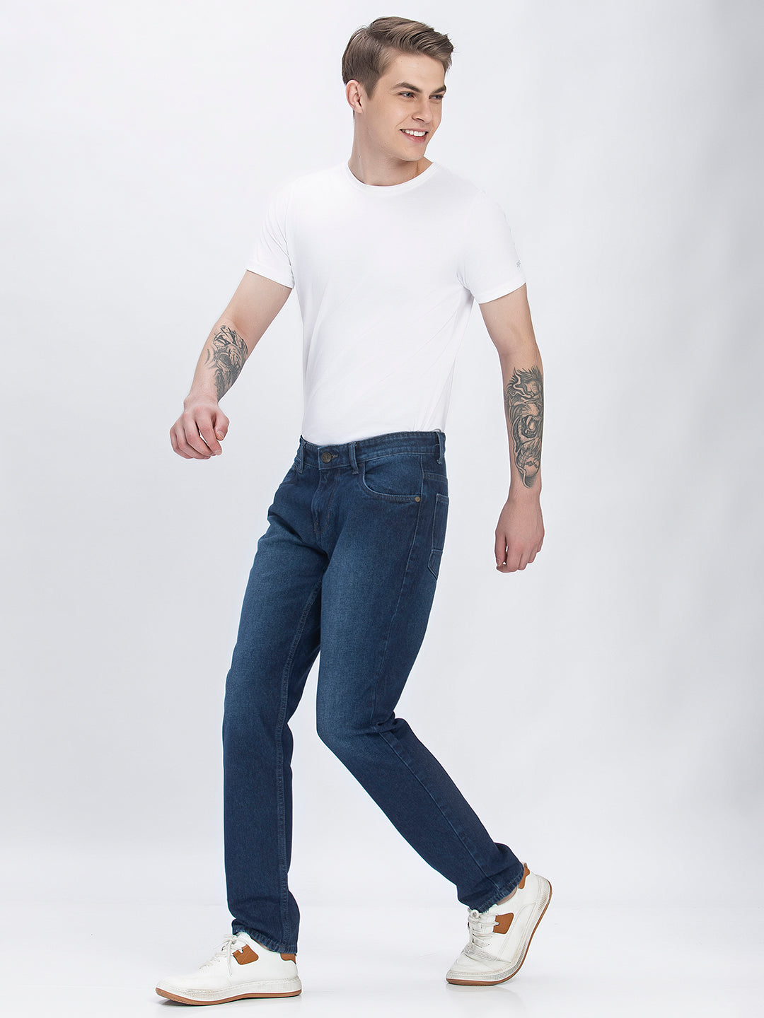 Silent Serenity: Indigo Contoured Jeans