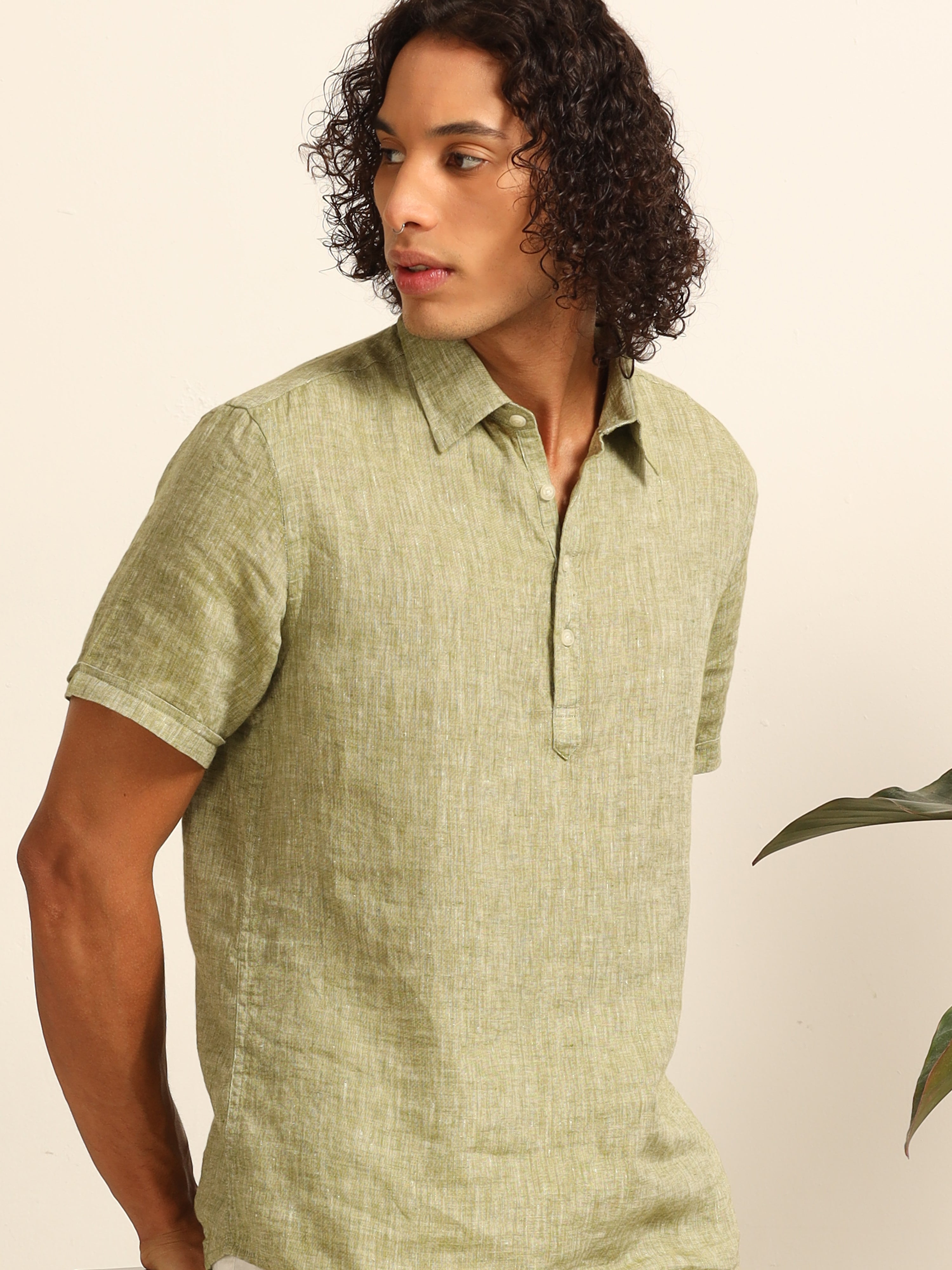 Sage green 55% linen shirt