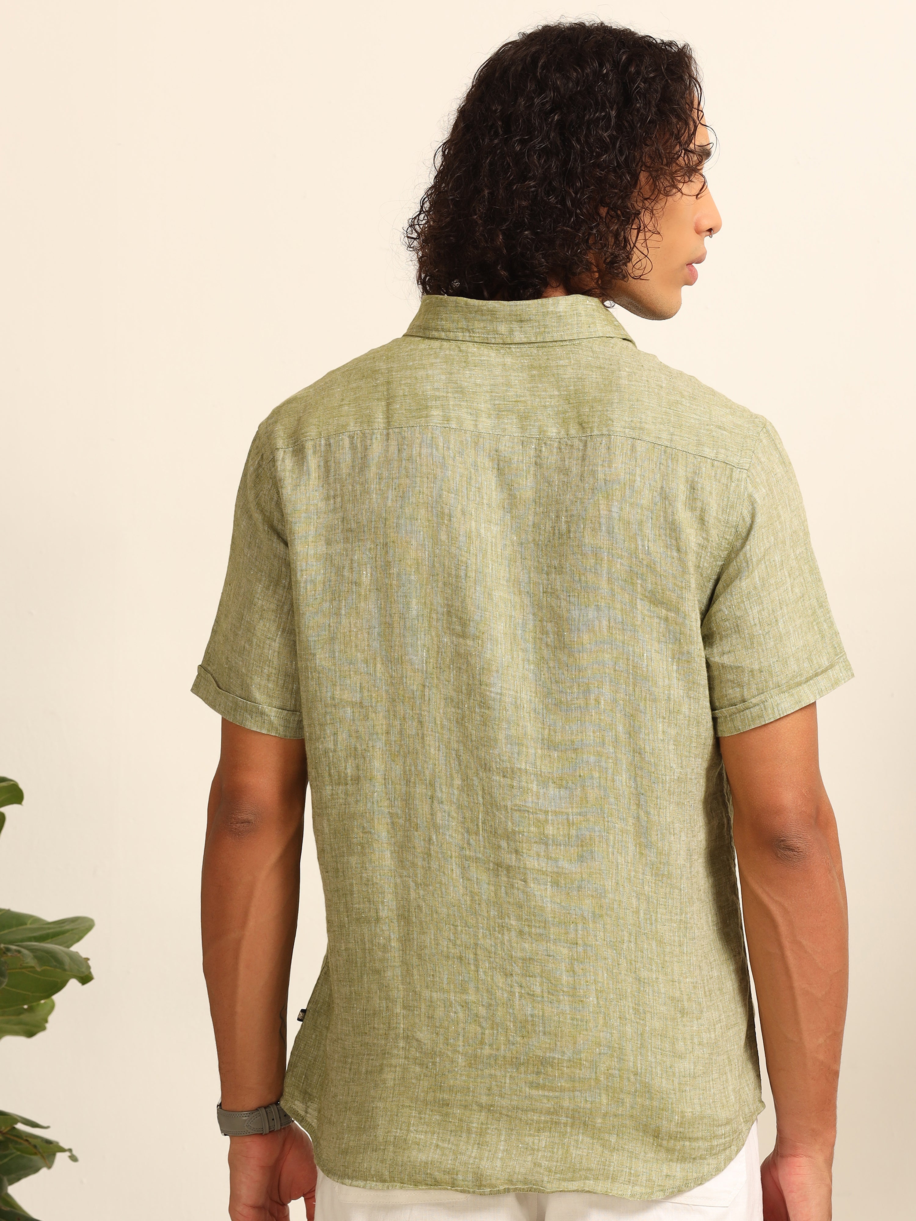 Sage green 55% linen shirt