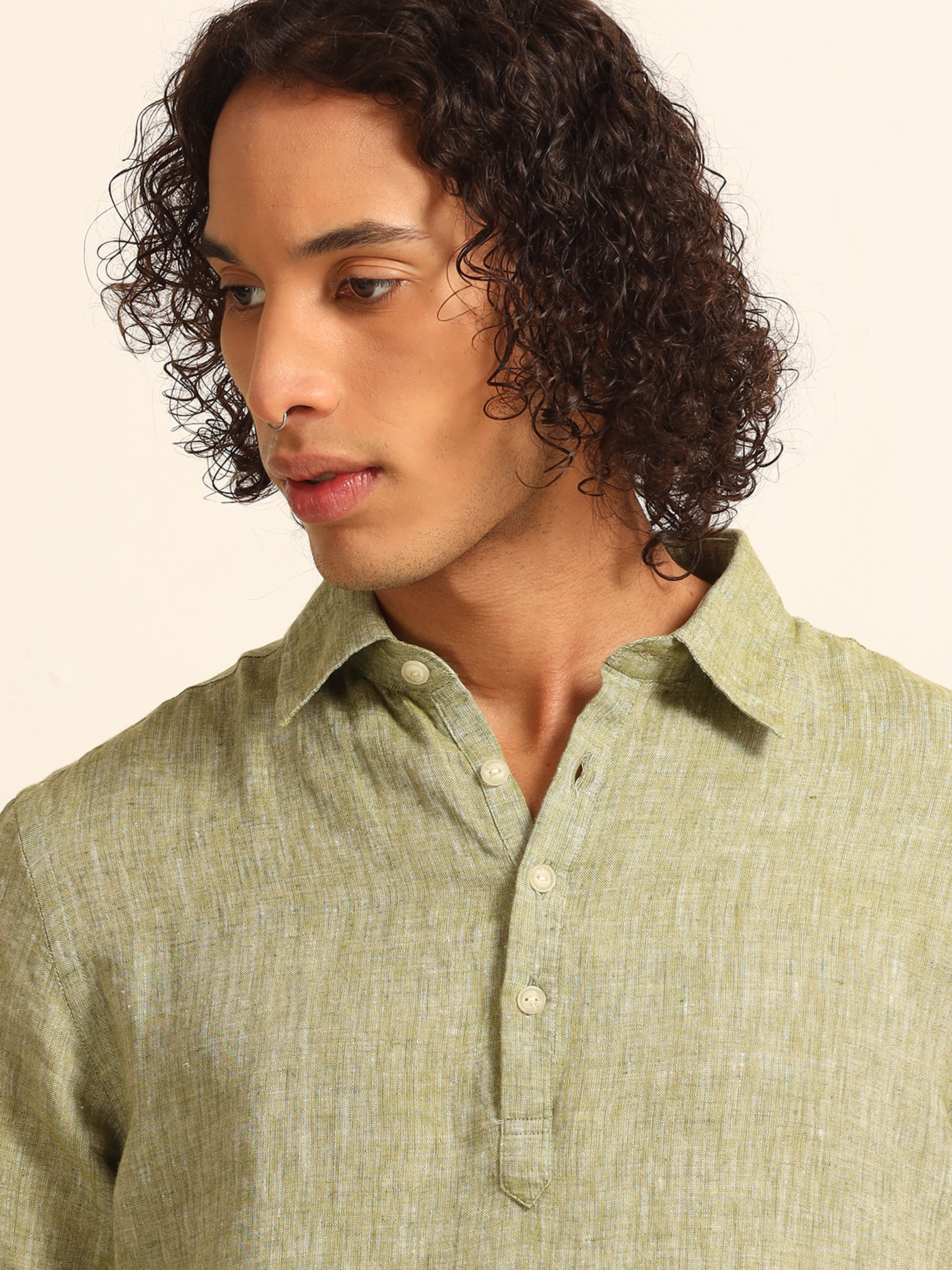 Sage green 55% linen shirt