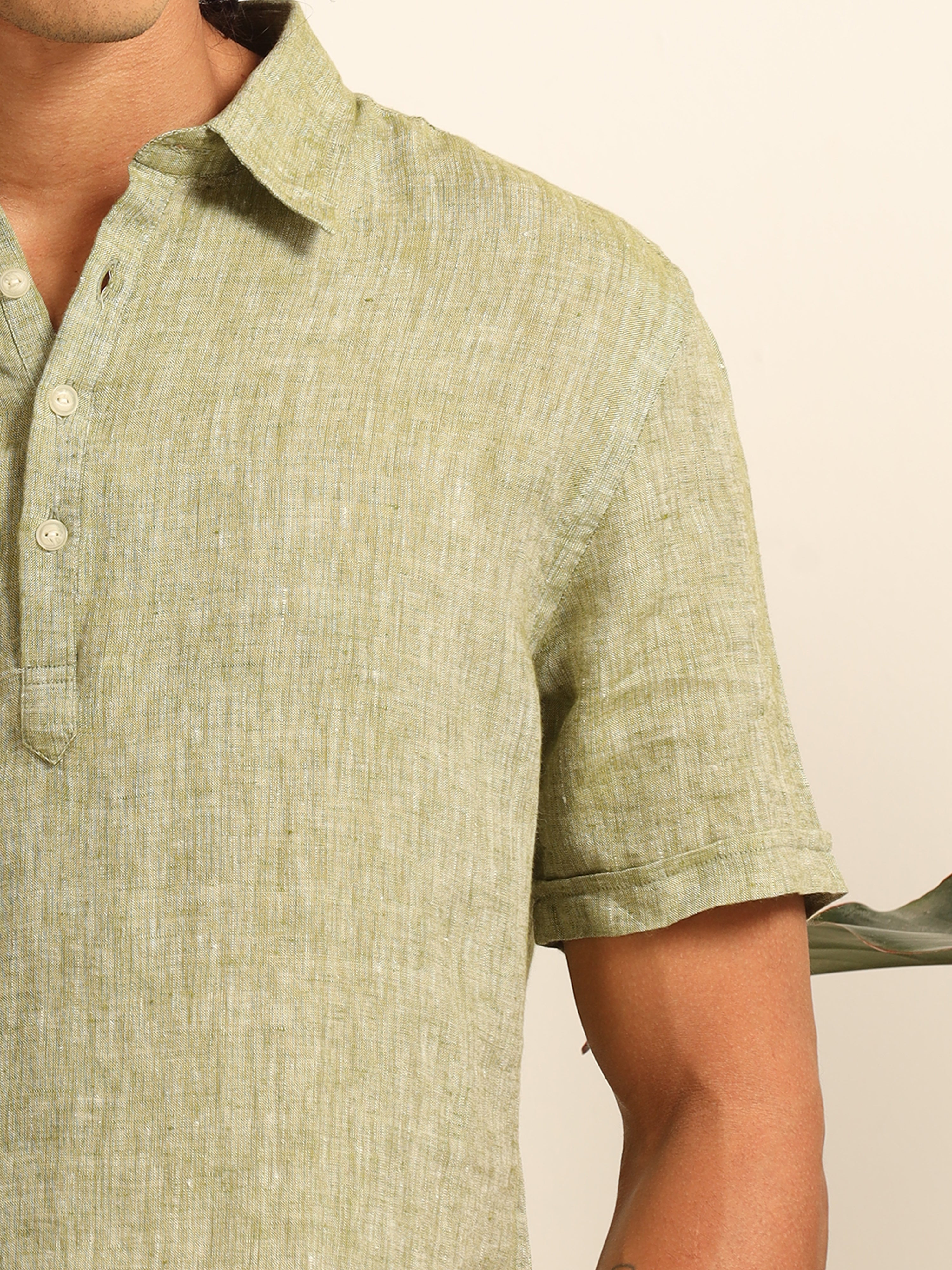 Sage green 55% linen shirt