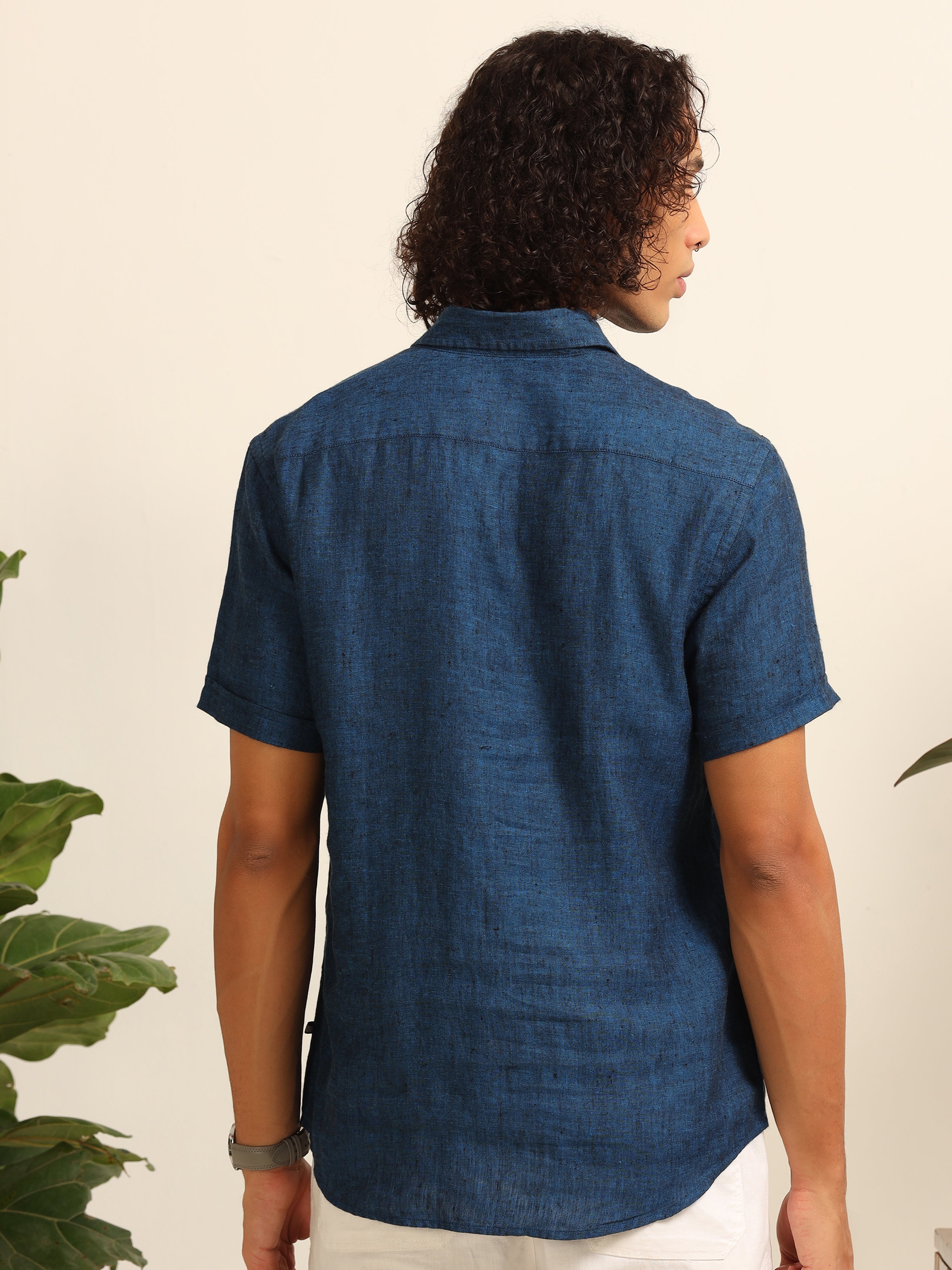 Nautical Blue 55% linen shirt