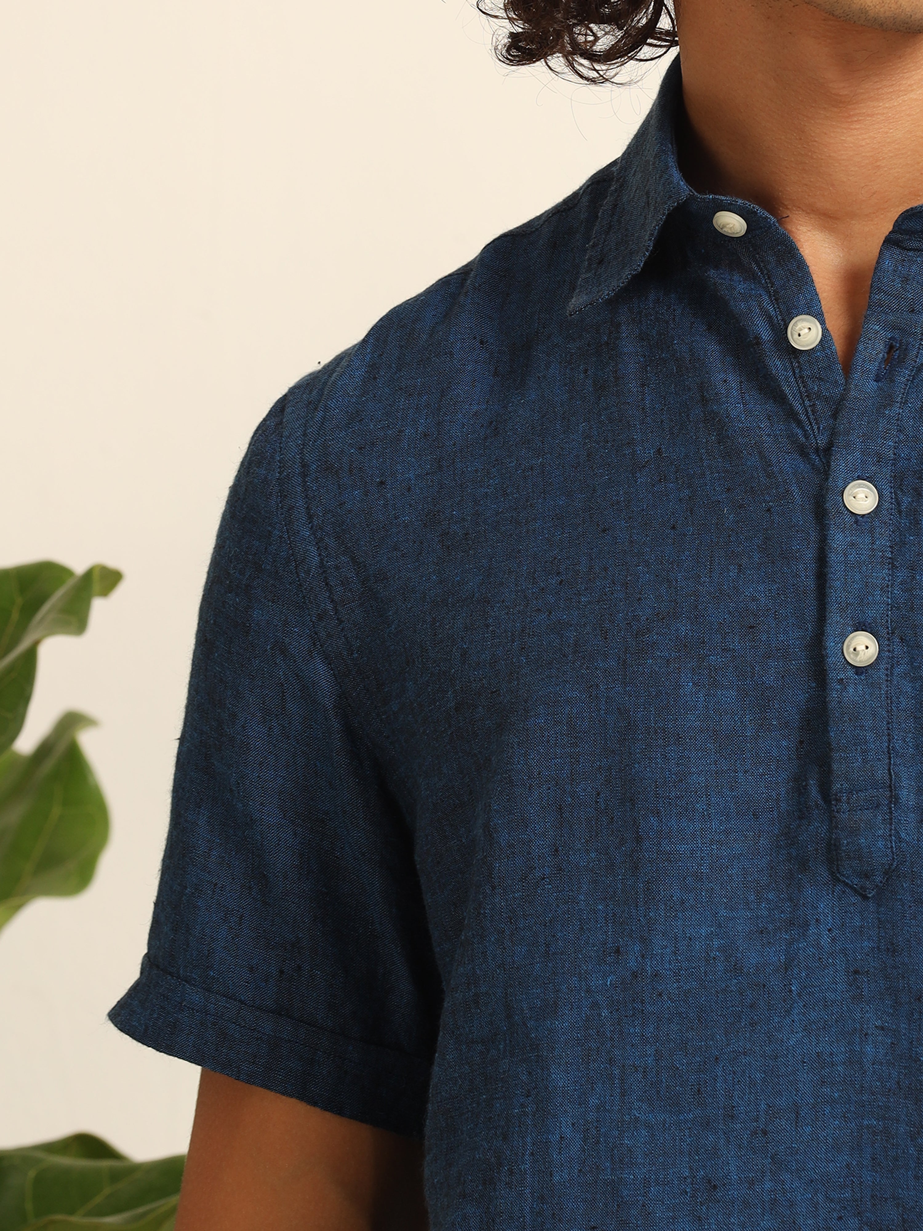 Nautical Blue 55% linen shirt