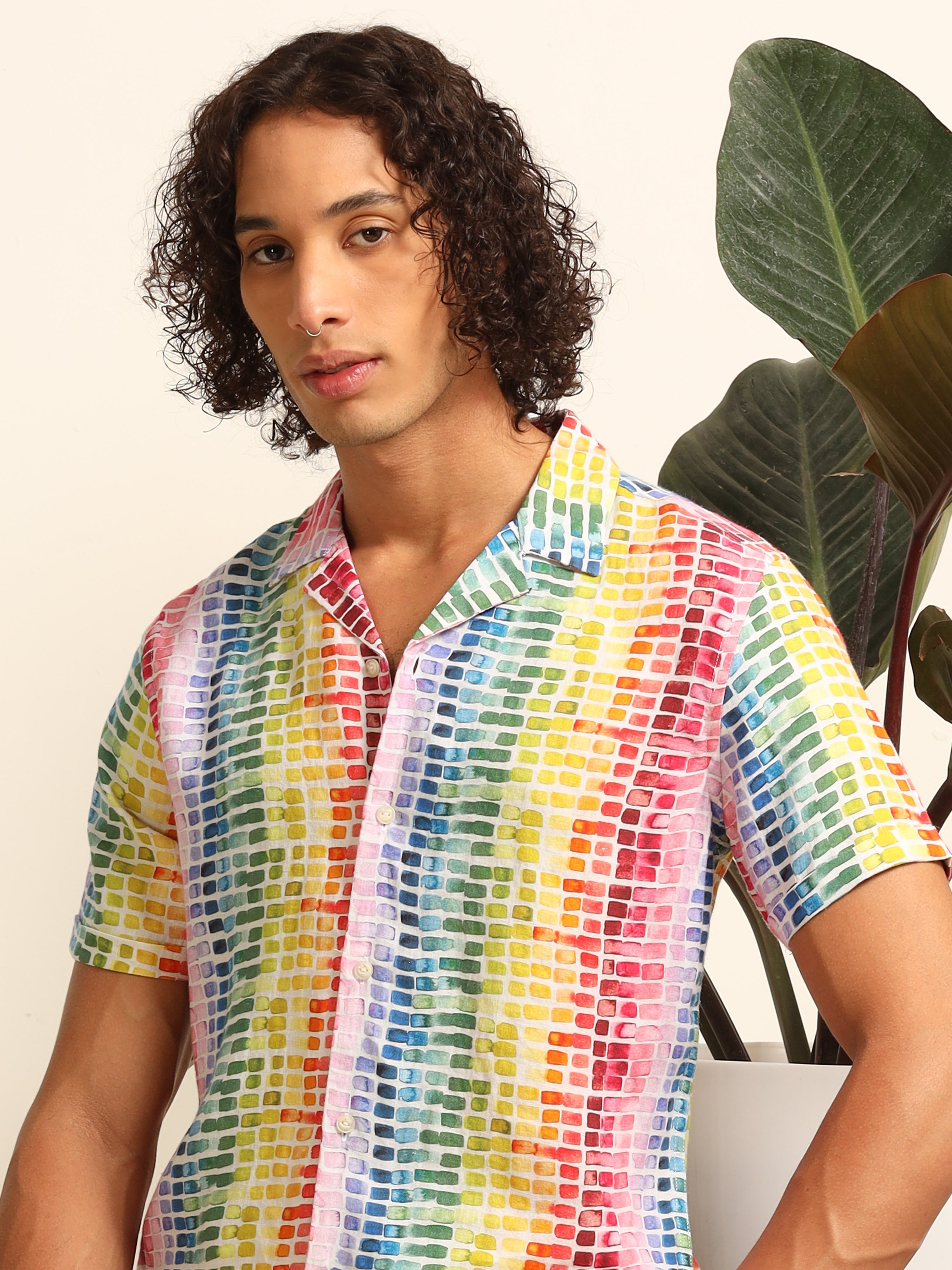 Color Burst 100% linen shirt