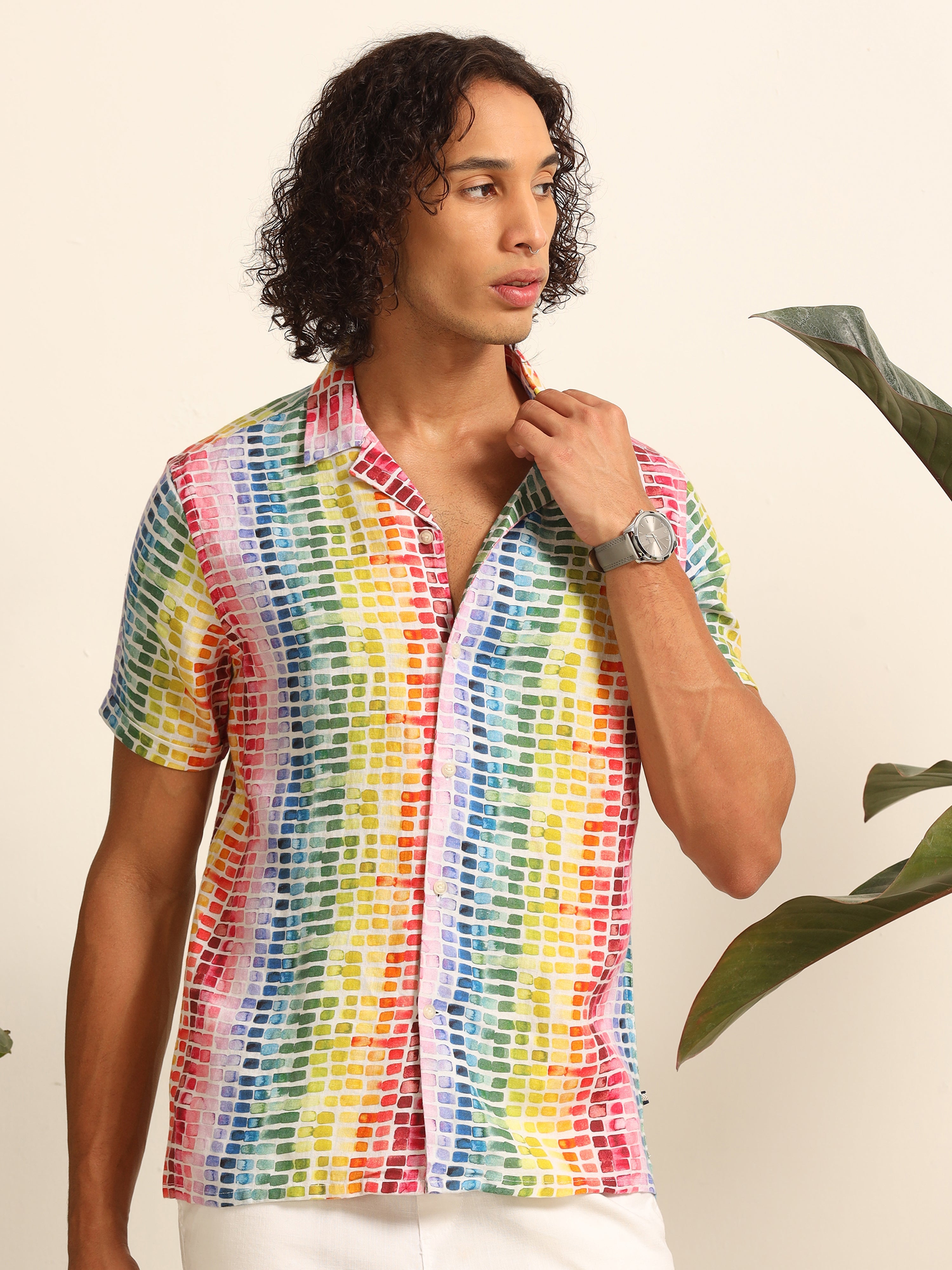 Color Burst 100% linen shirt