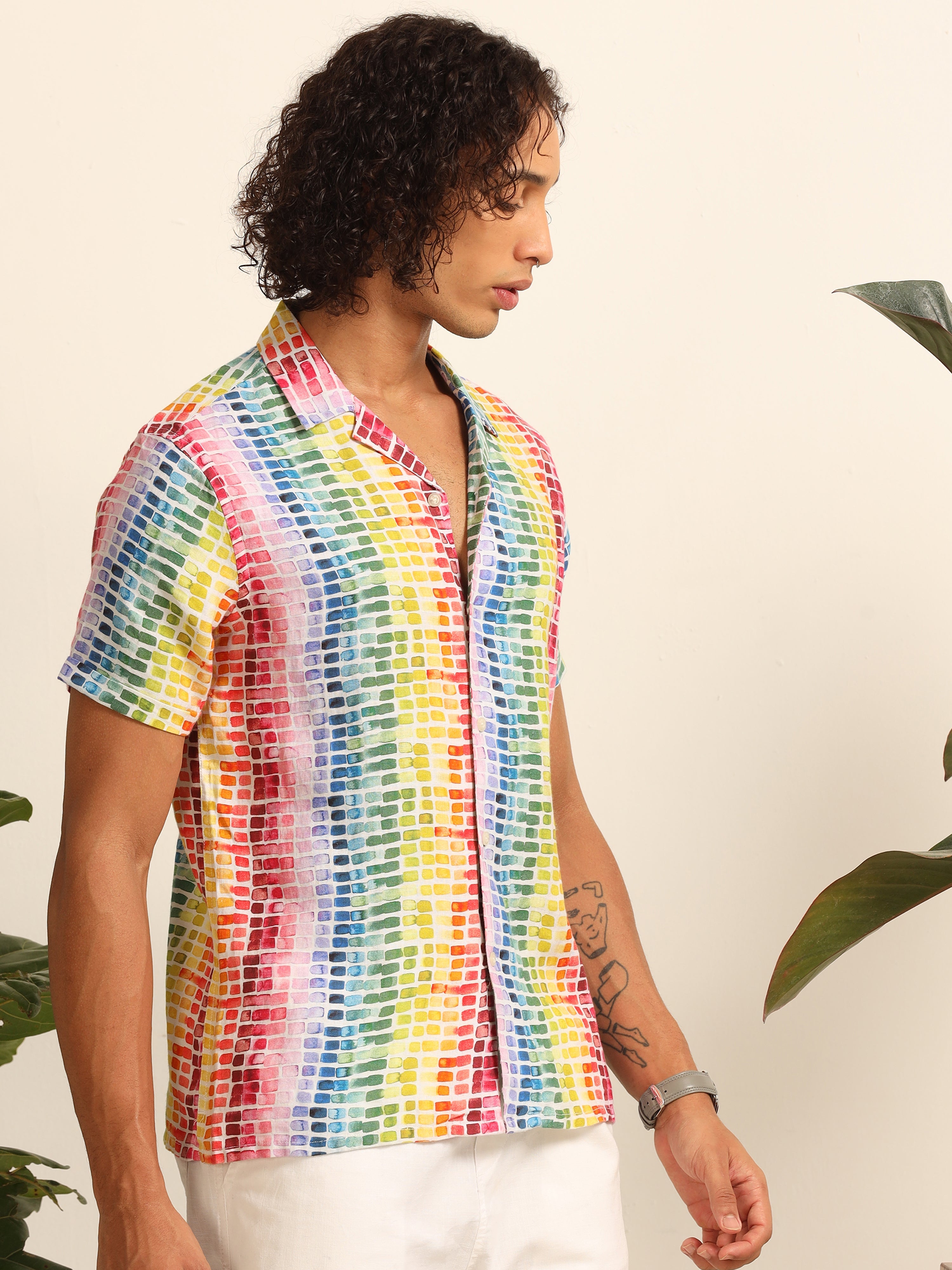 Color Burst 100% linen shirt