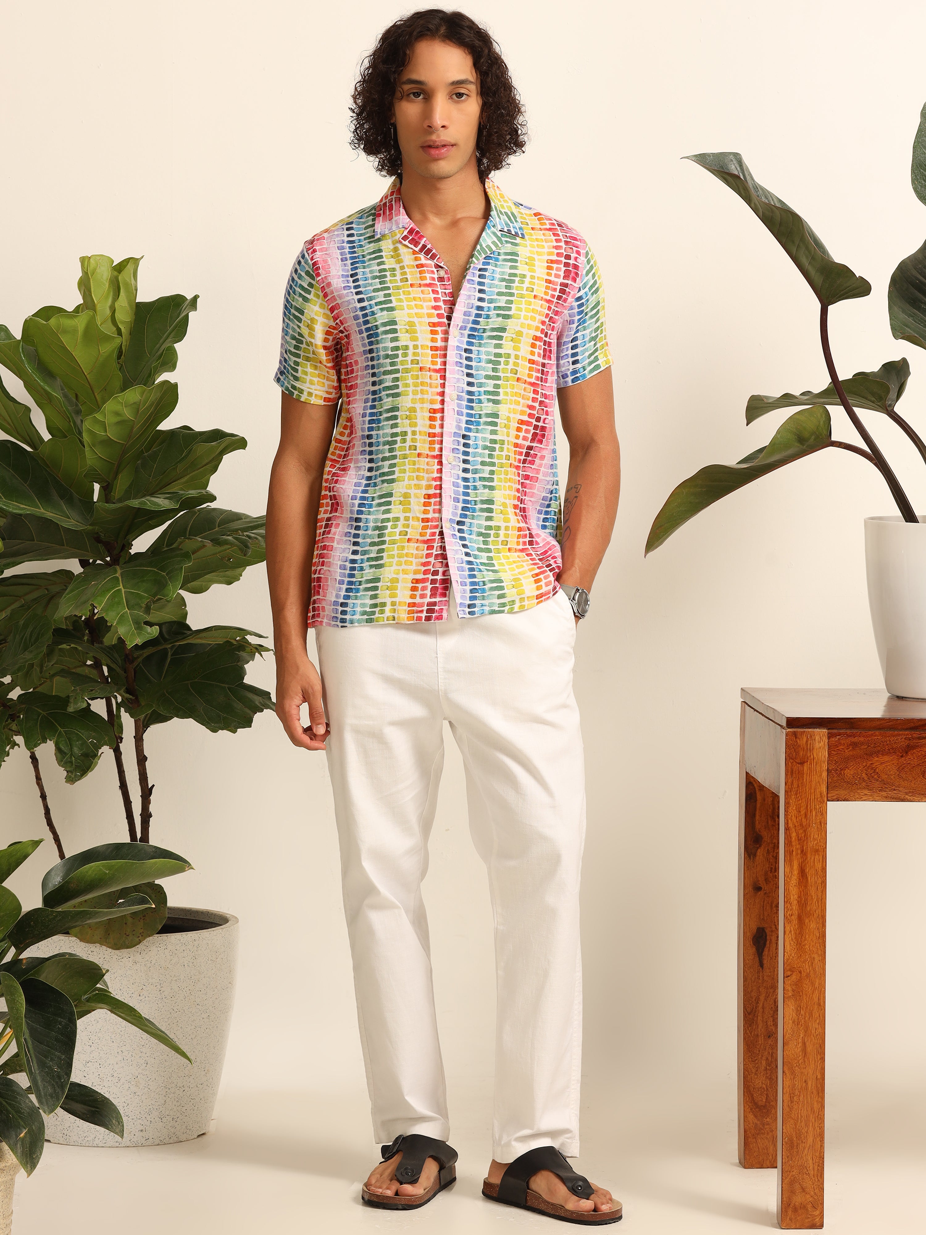 Color Burst 100% linen shirt