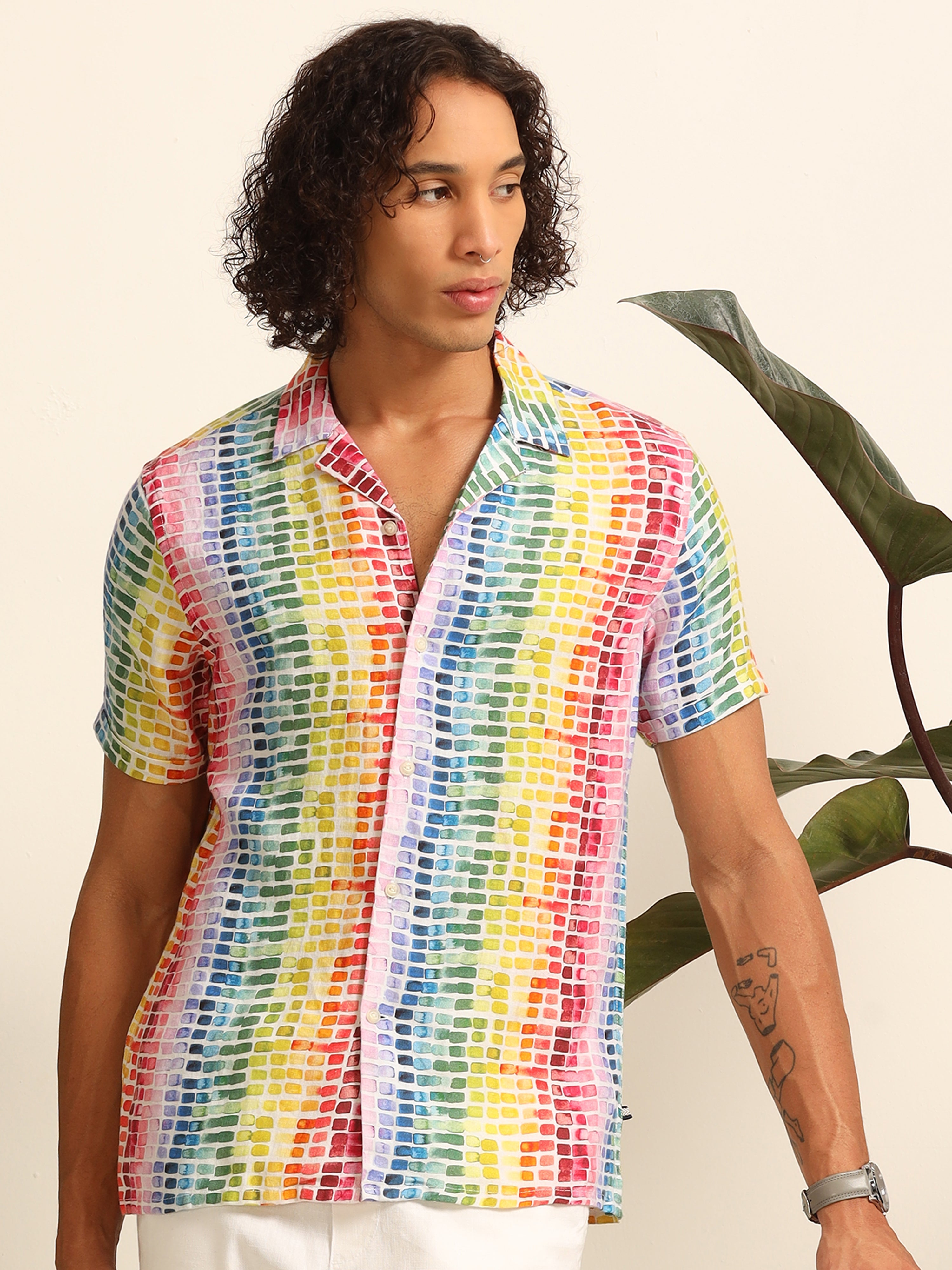 Color Burst 100% linen shirt