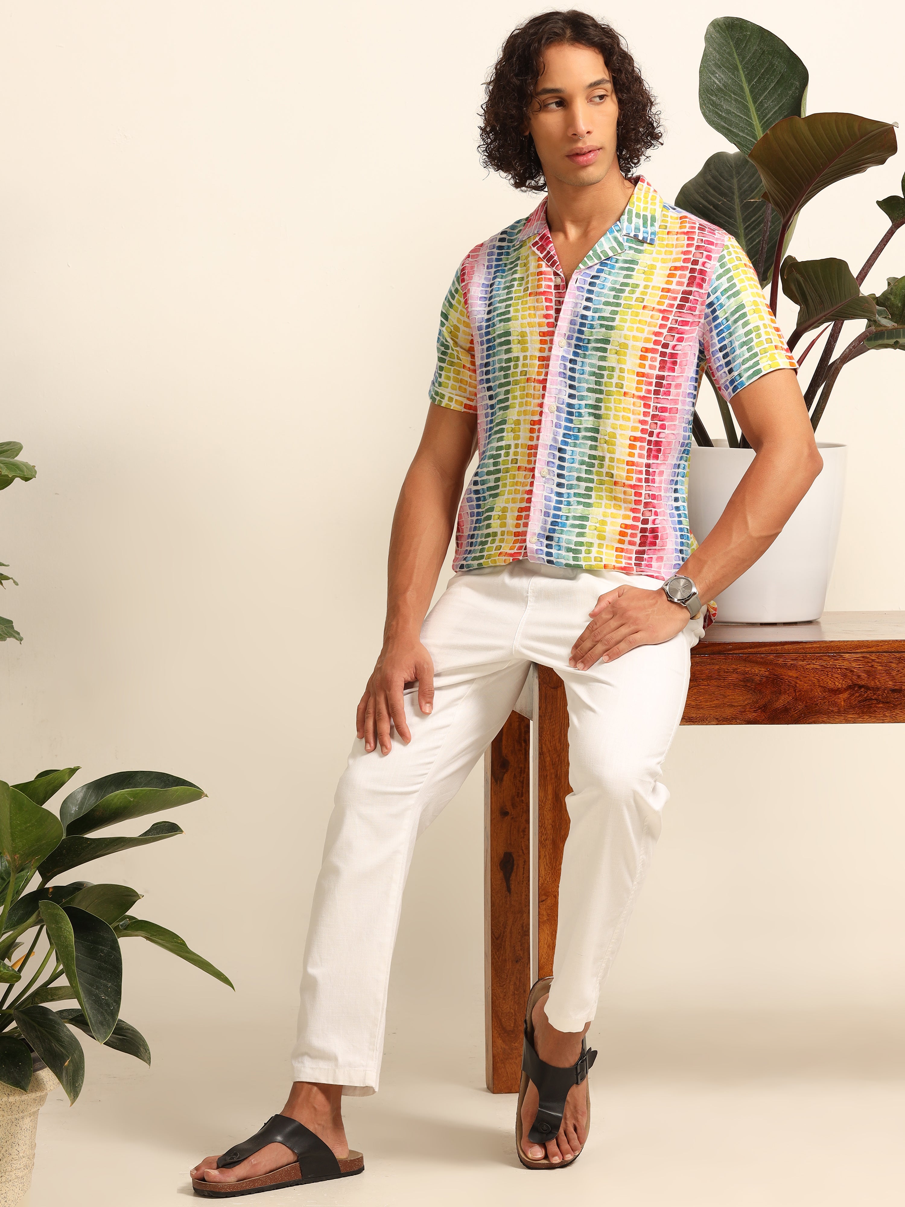 Color Burst 100% linen shirt