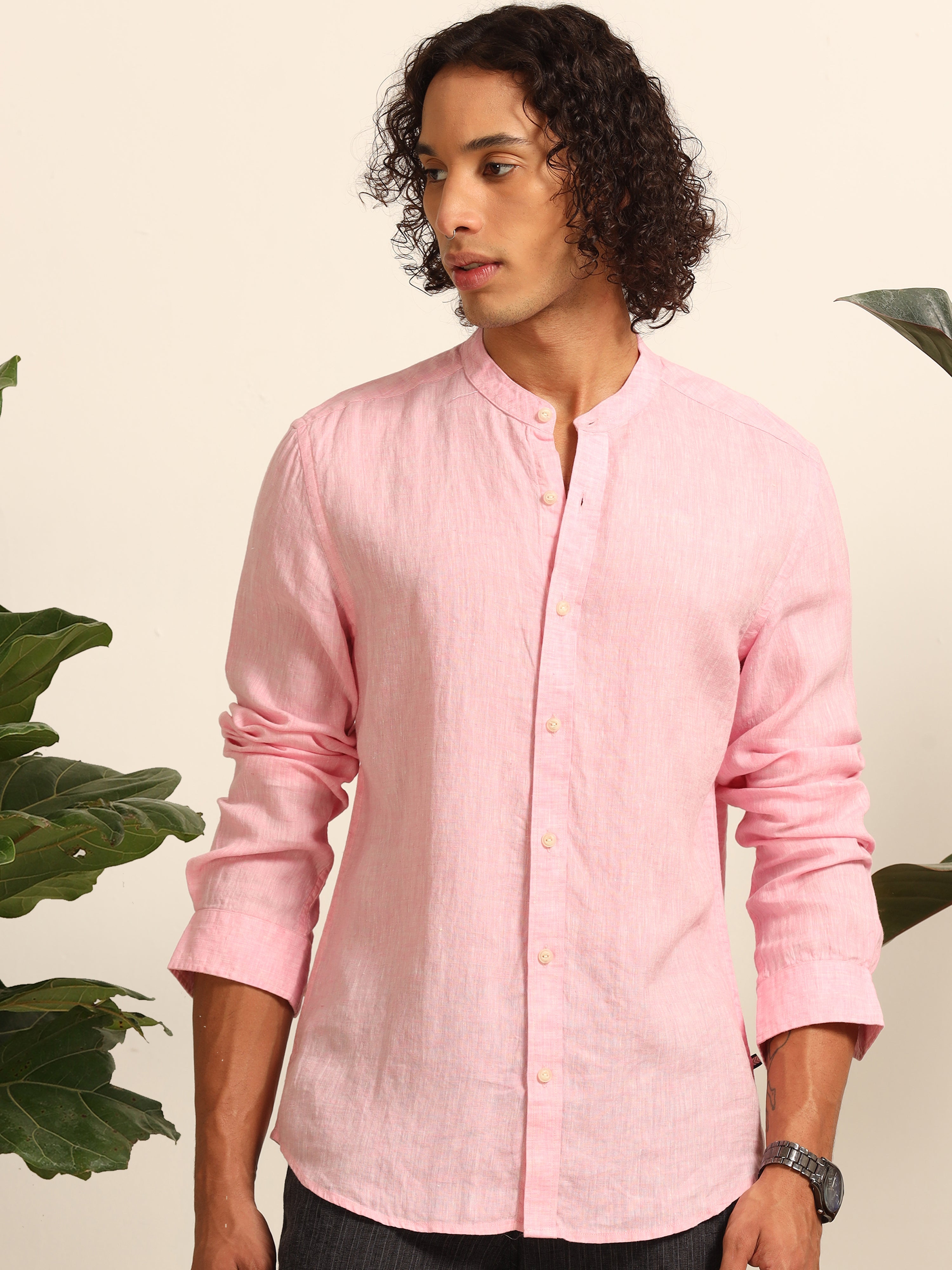 Gently Pink Cotton-Linen: Subtly Solid