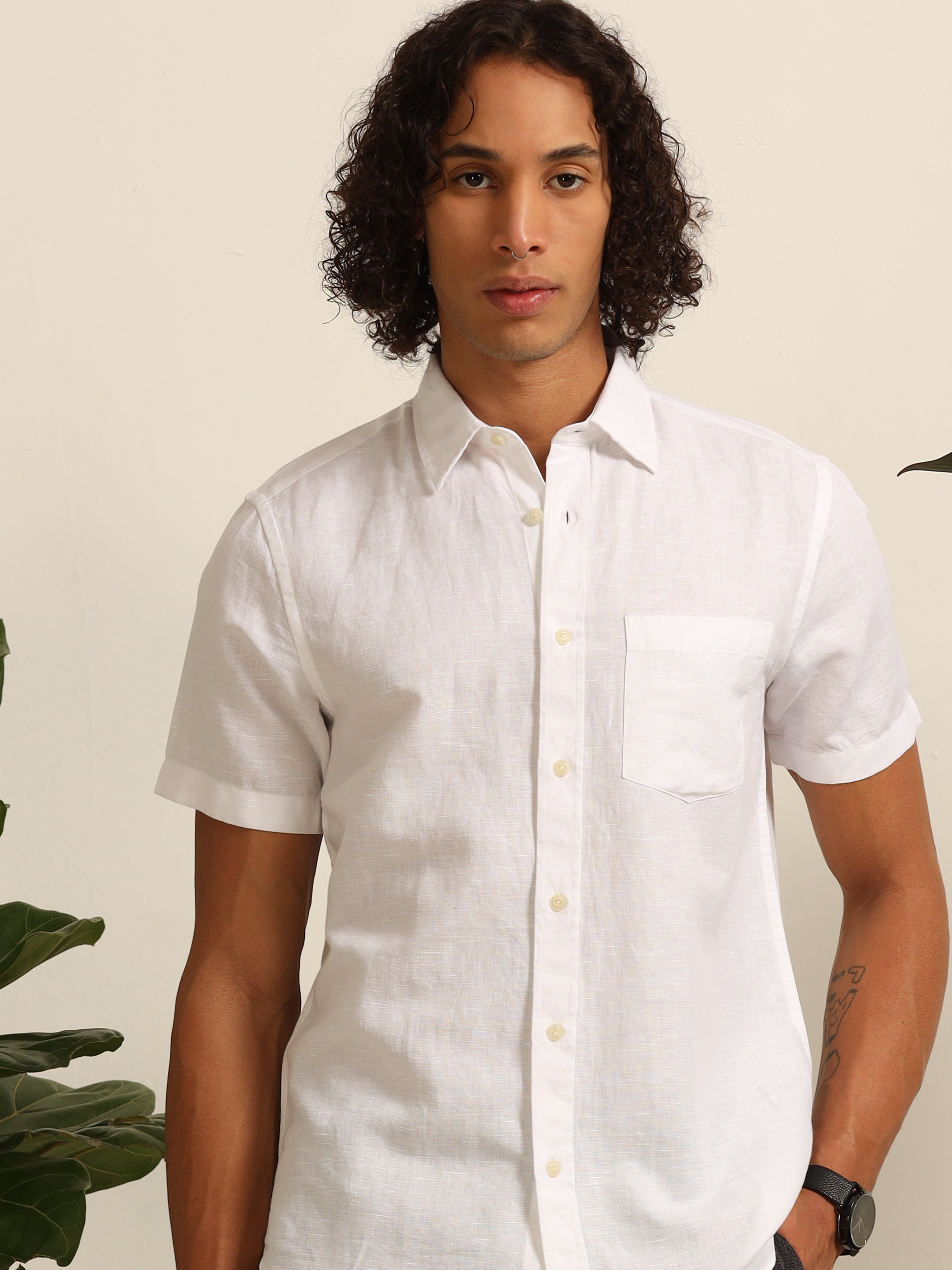 Pristine  white 100% linen shirts