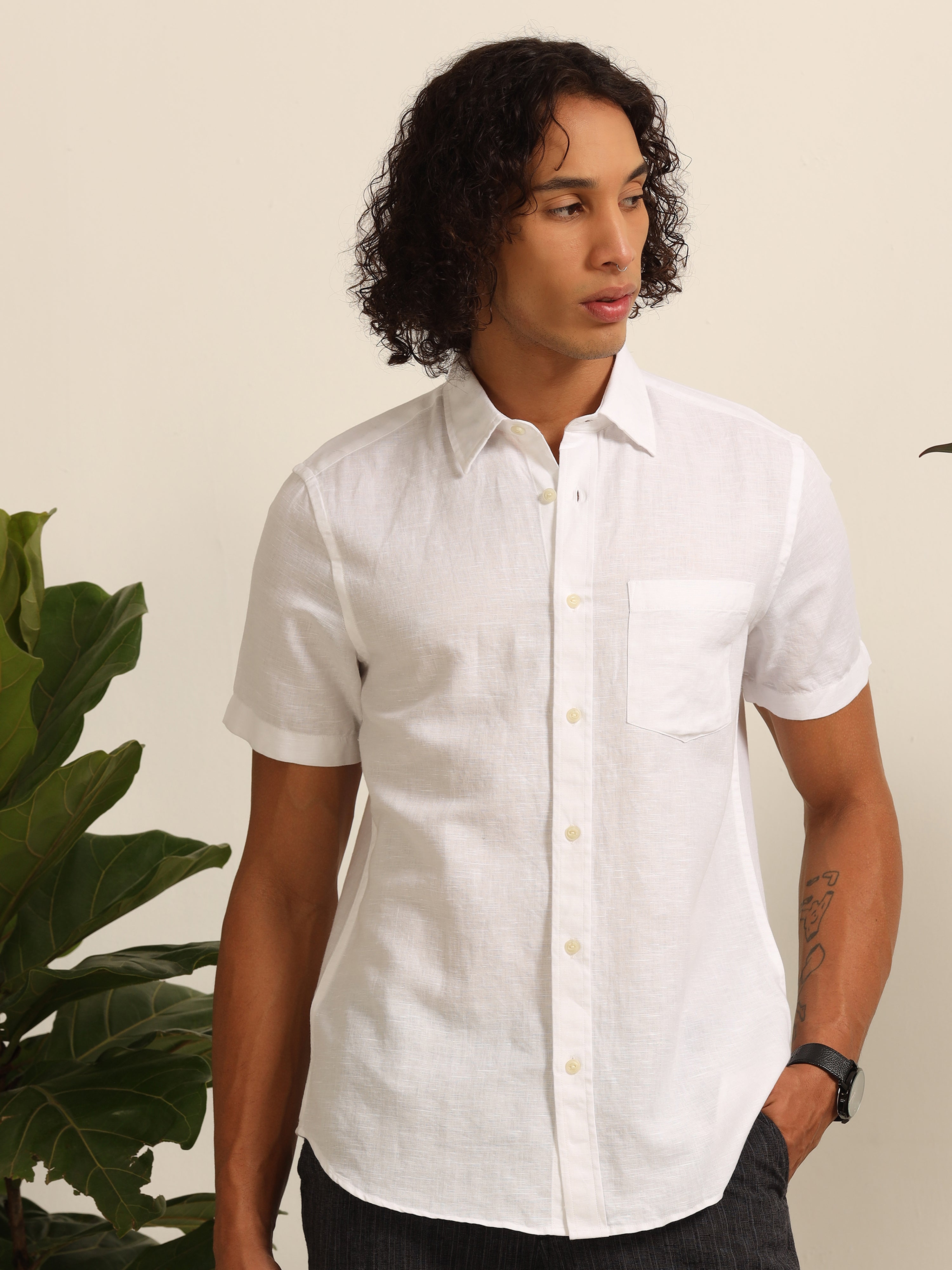 Pristine  white 100% linen shirts