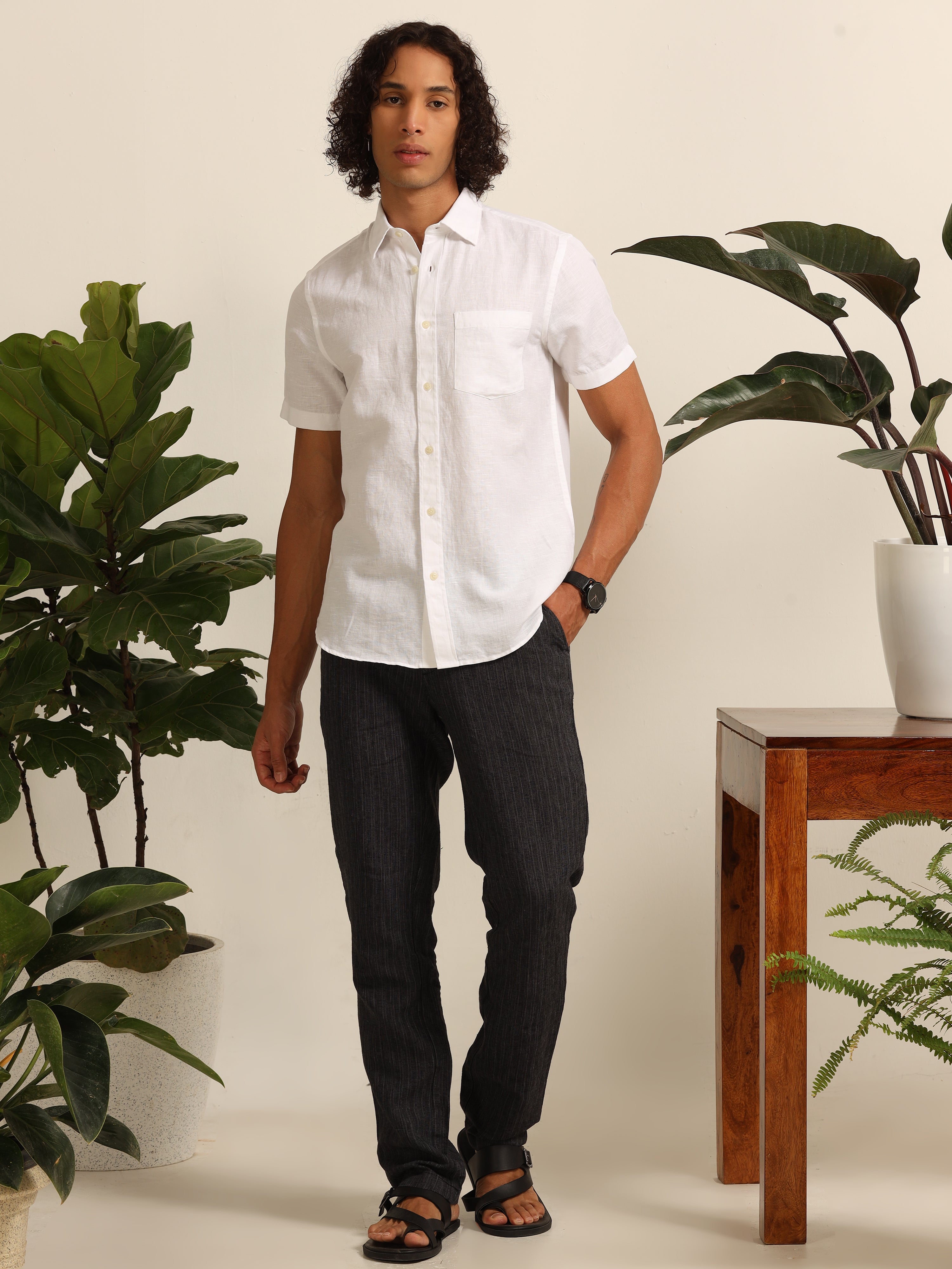 Pristine  white 100% linen shirts