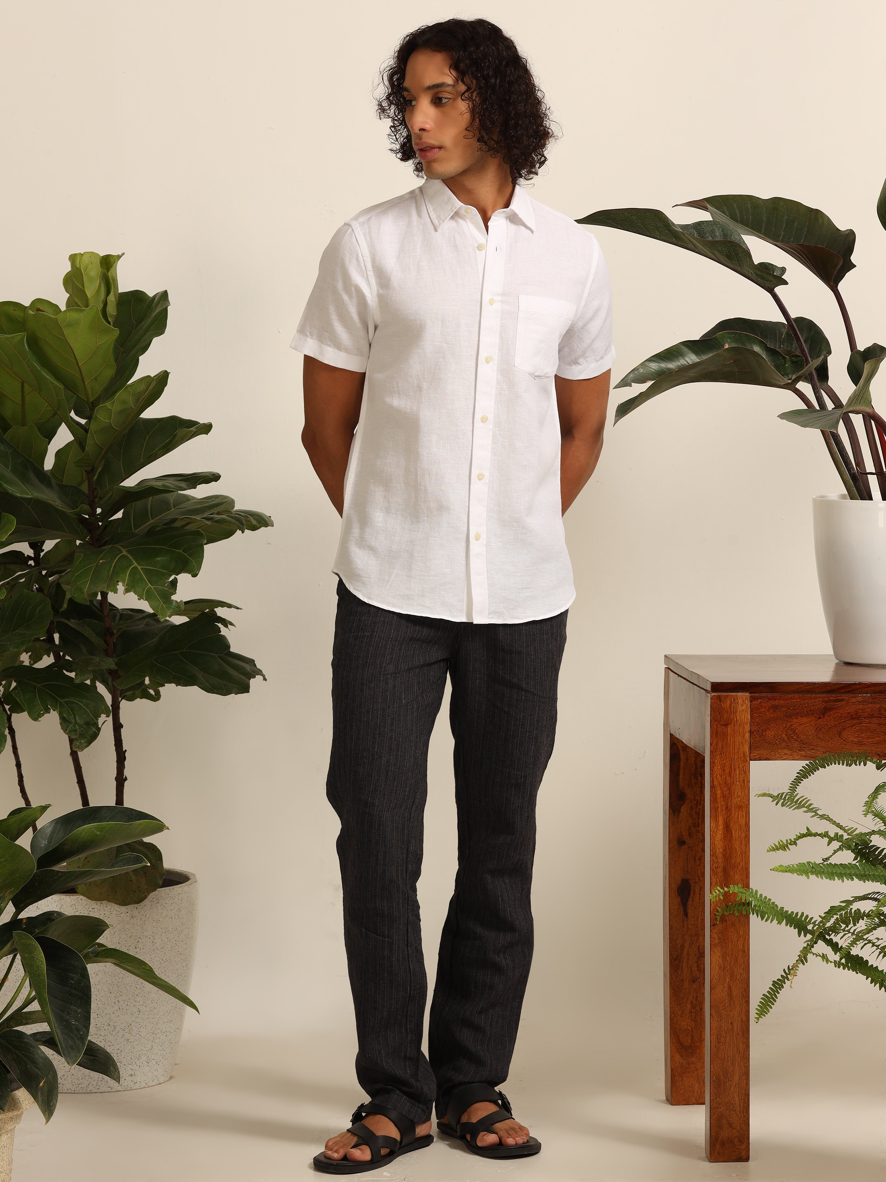 Pristine  white 100% linen shirts