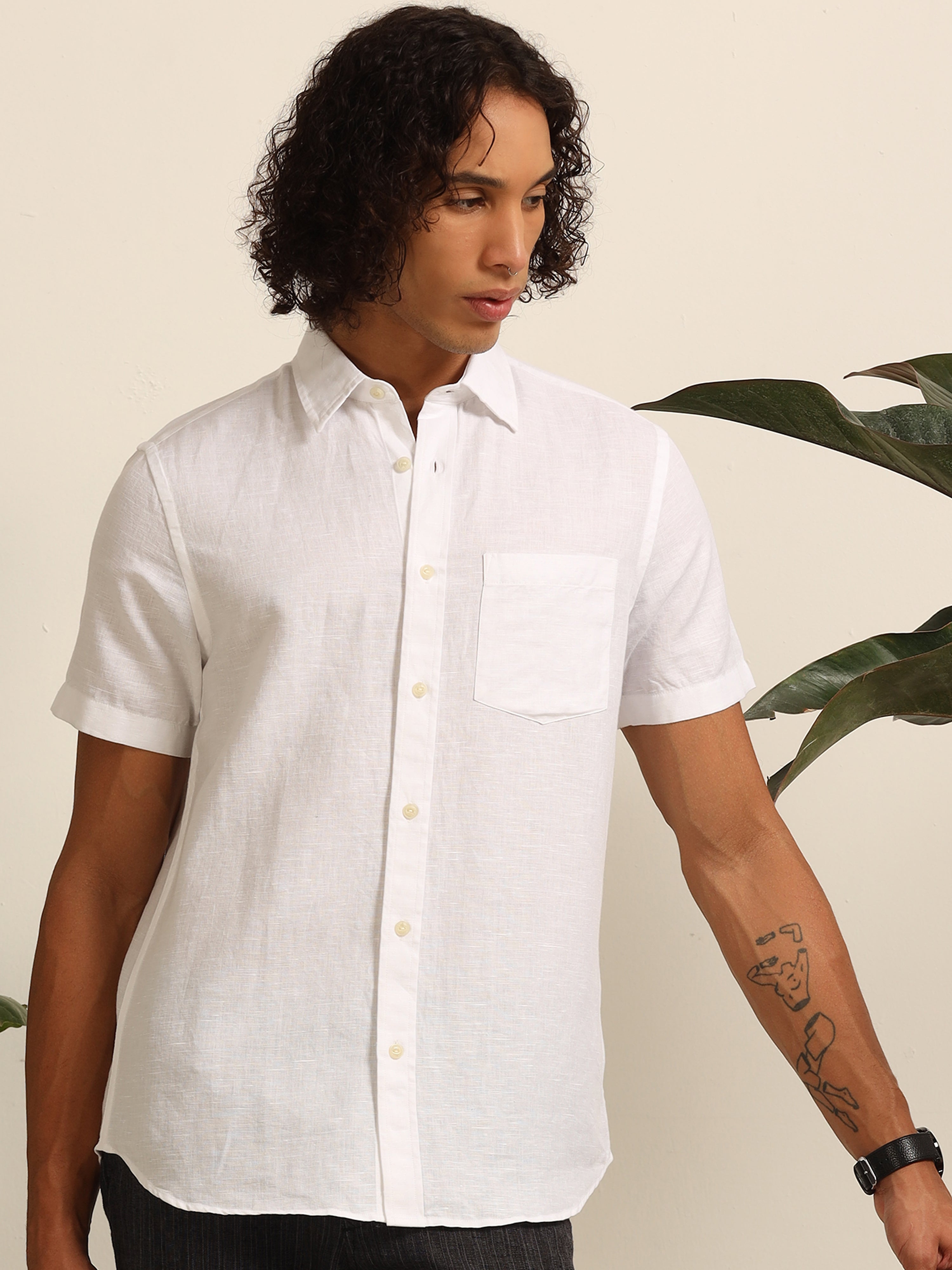 Pristine  white 100% linen shirts