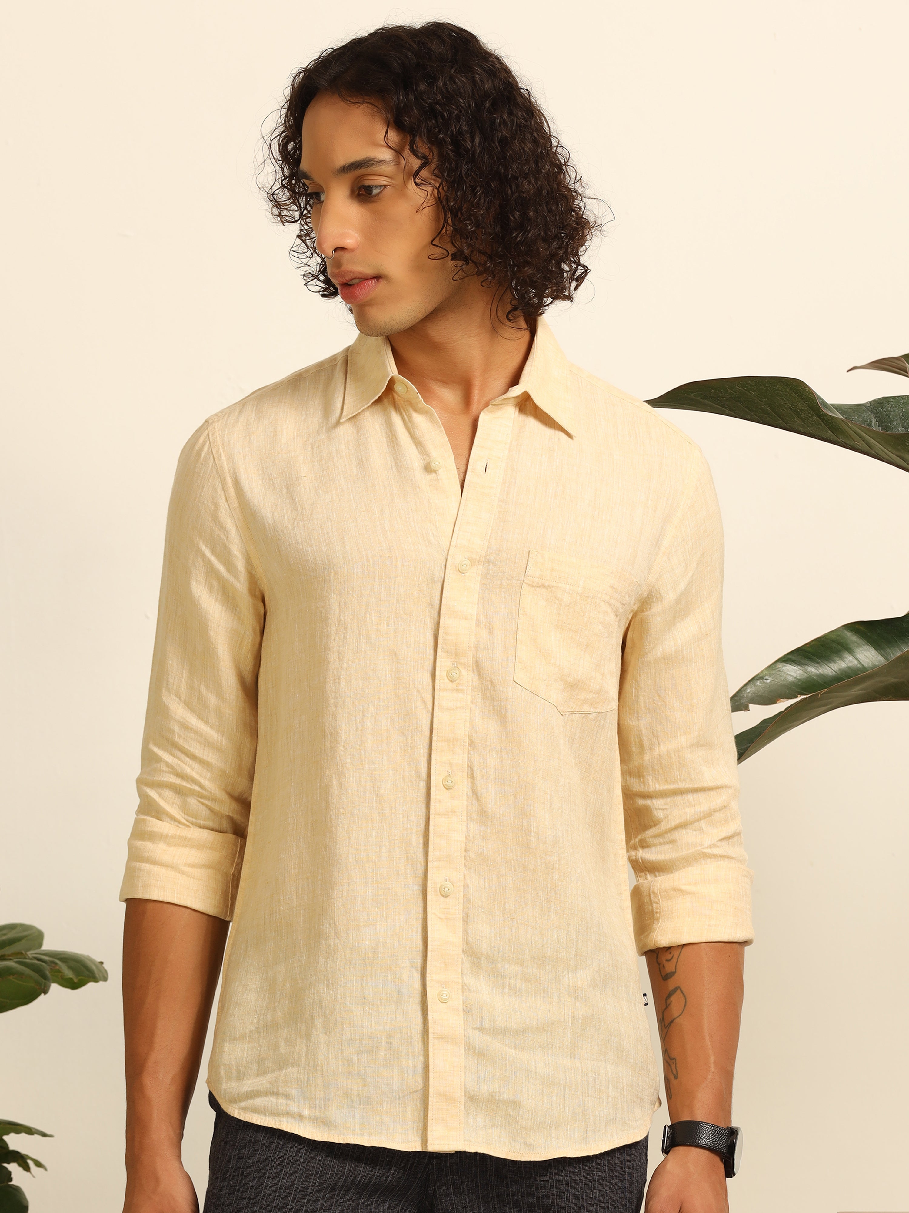 Glowy yellow 100% linen shirt