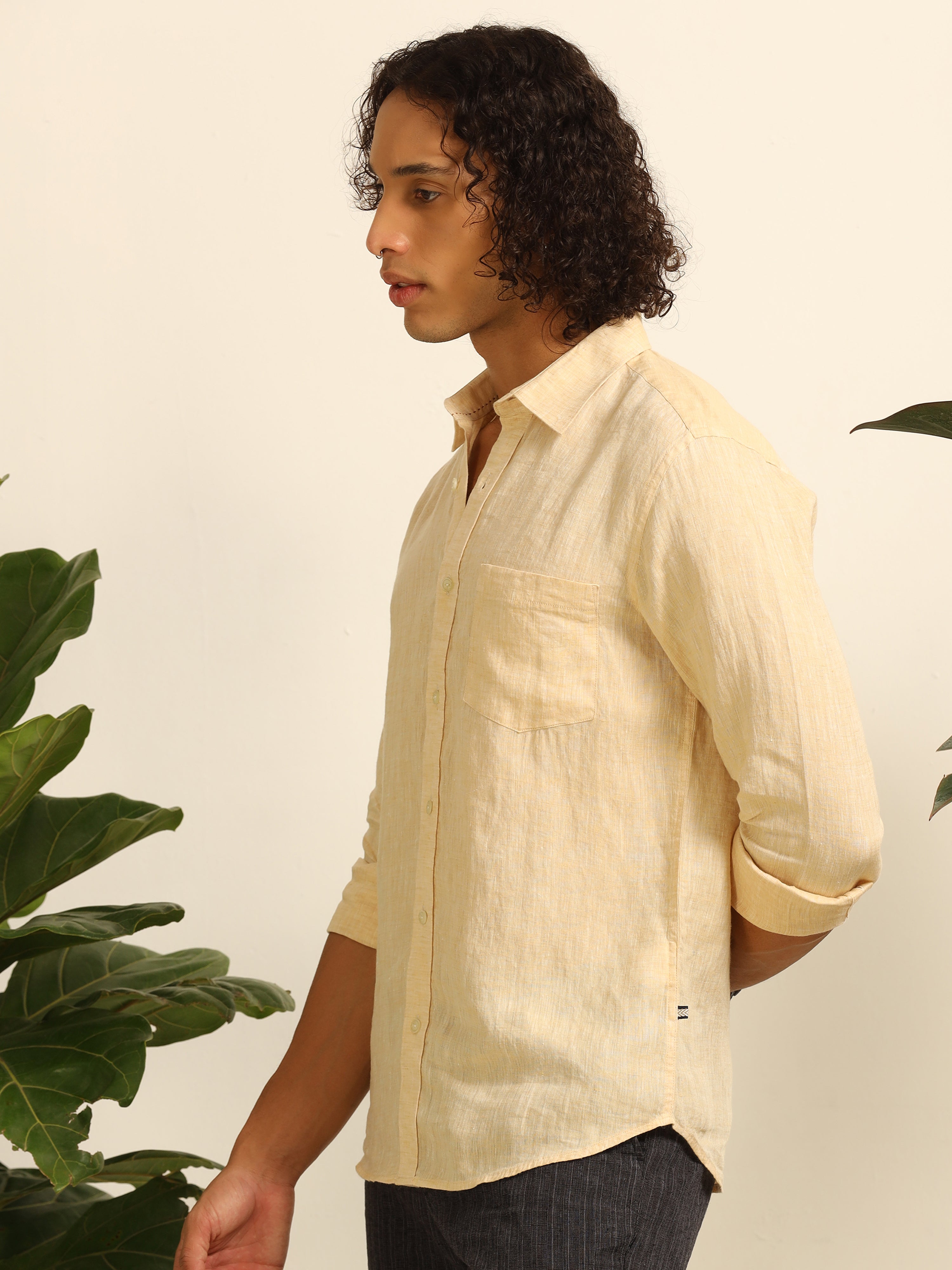 Glowy yellow 100% linen shirt