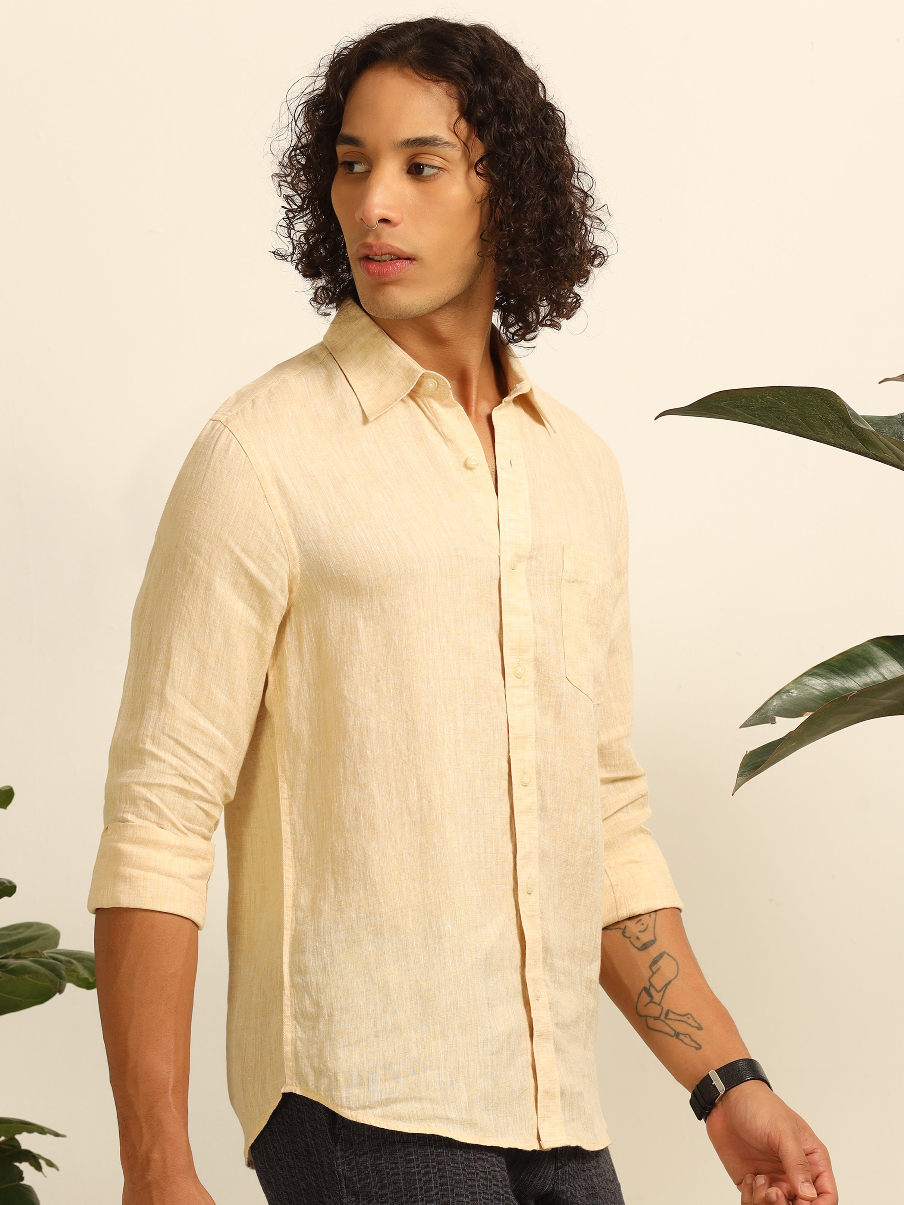 Glowy yellow 100% linen shirt