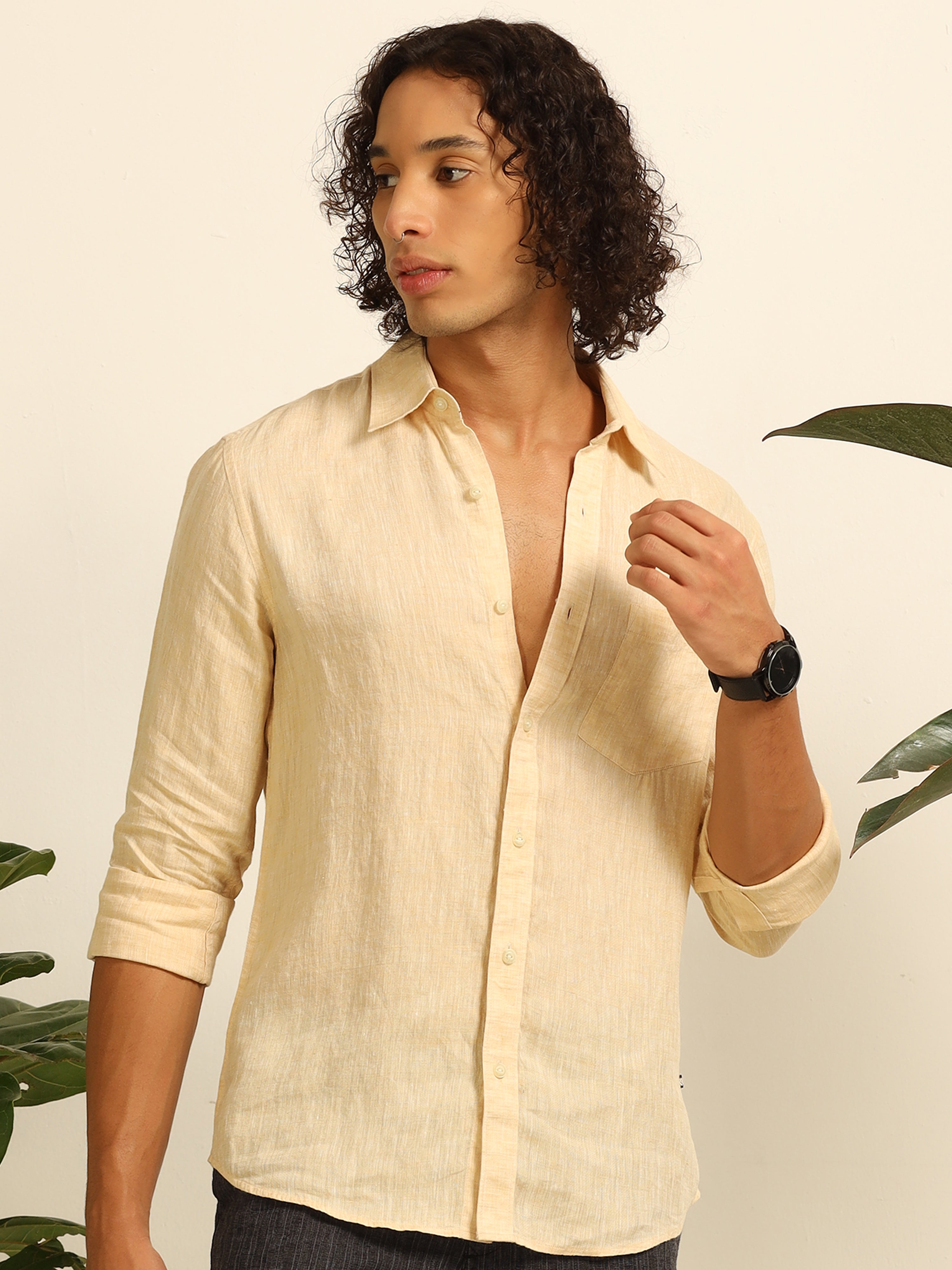 Glowy yellow 100% linen shirt