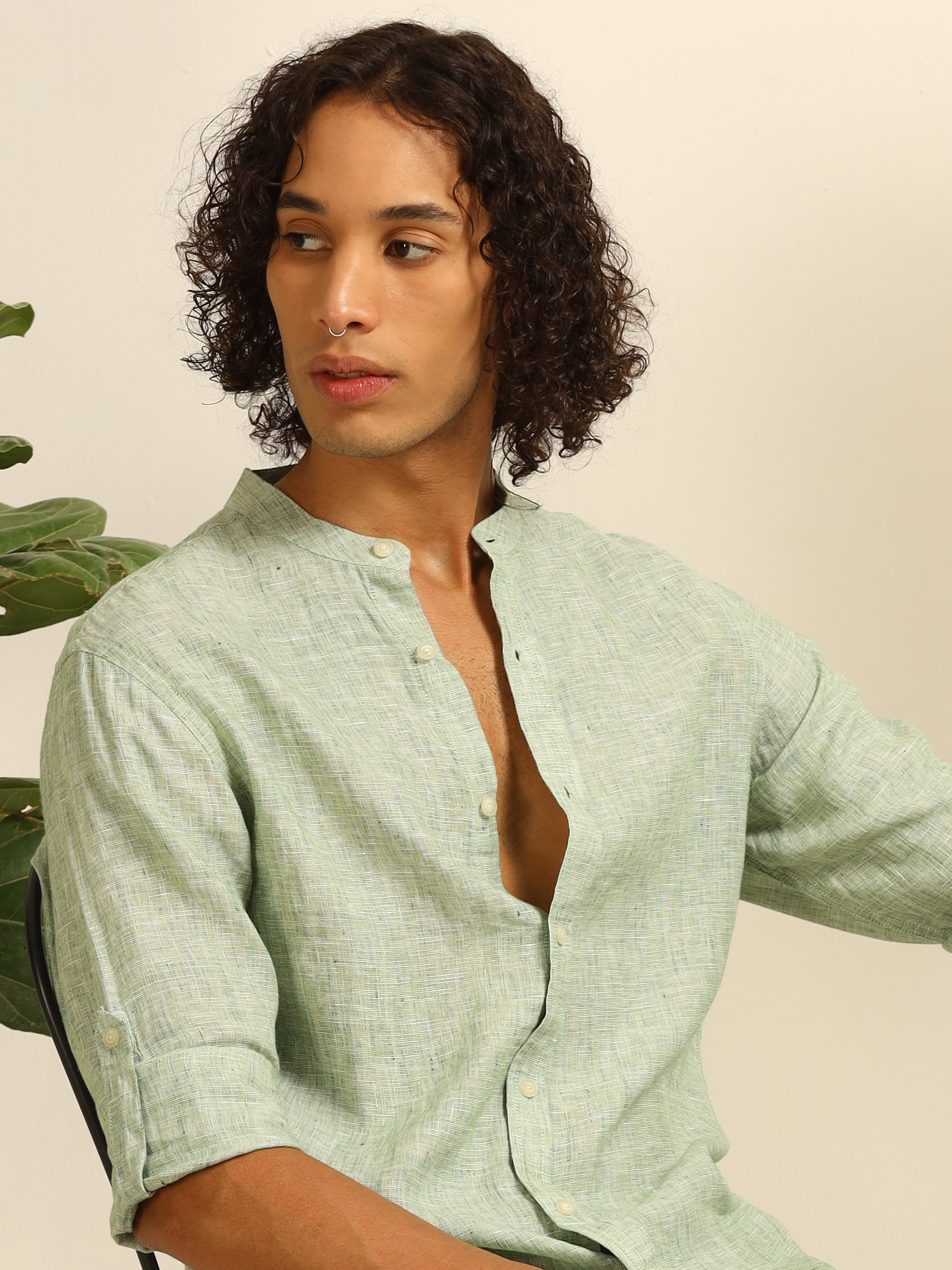 Spring green 100% linen shirt