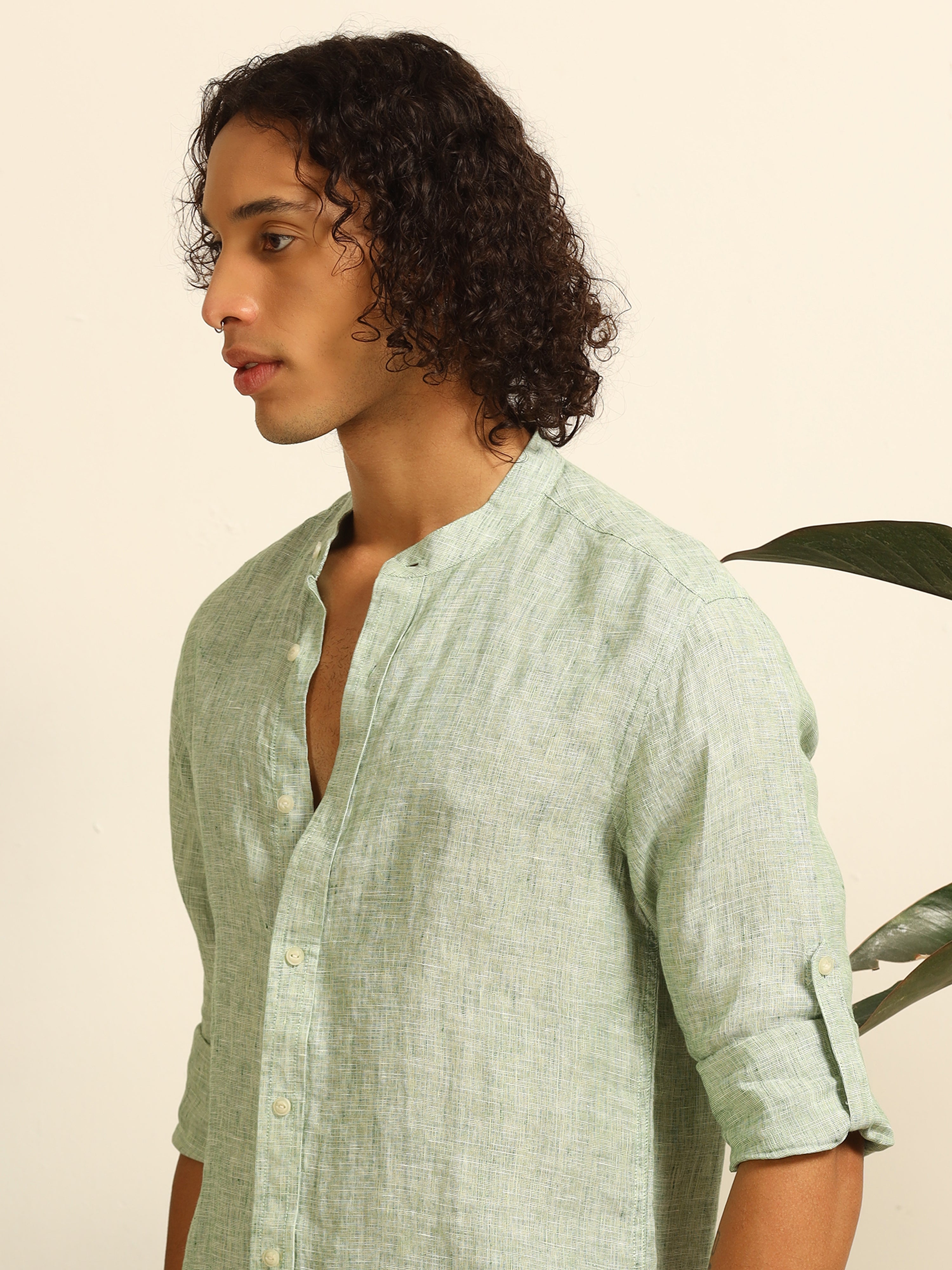 Spring green 100% linen shirt