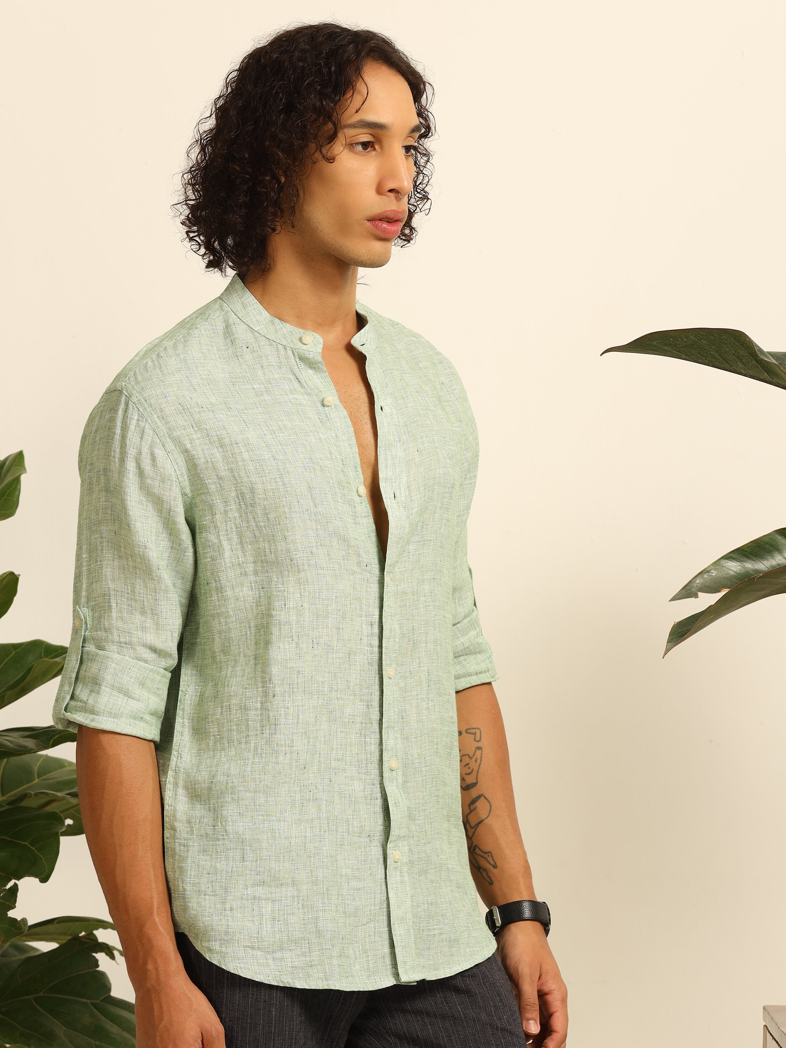 Spring green 100% linen shirt