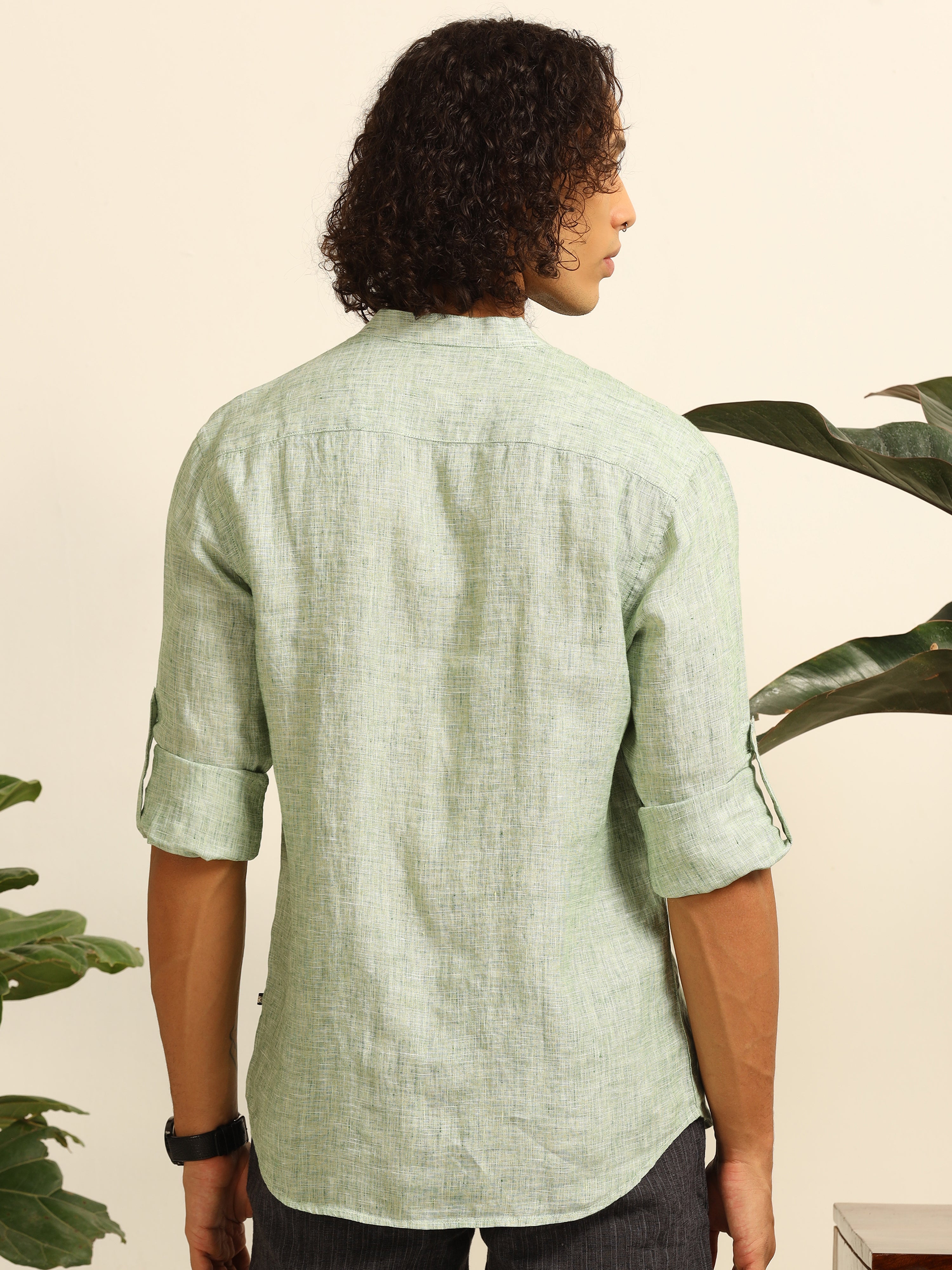 Spring green 100% linen shirt