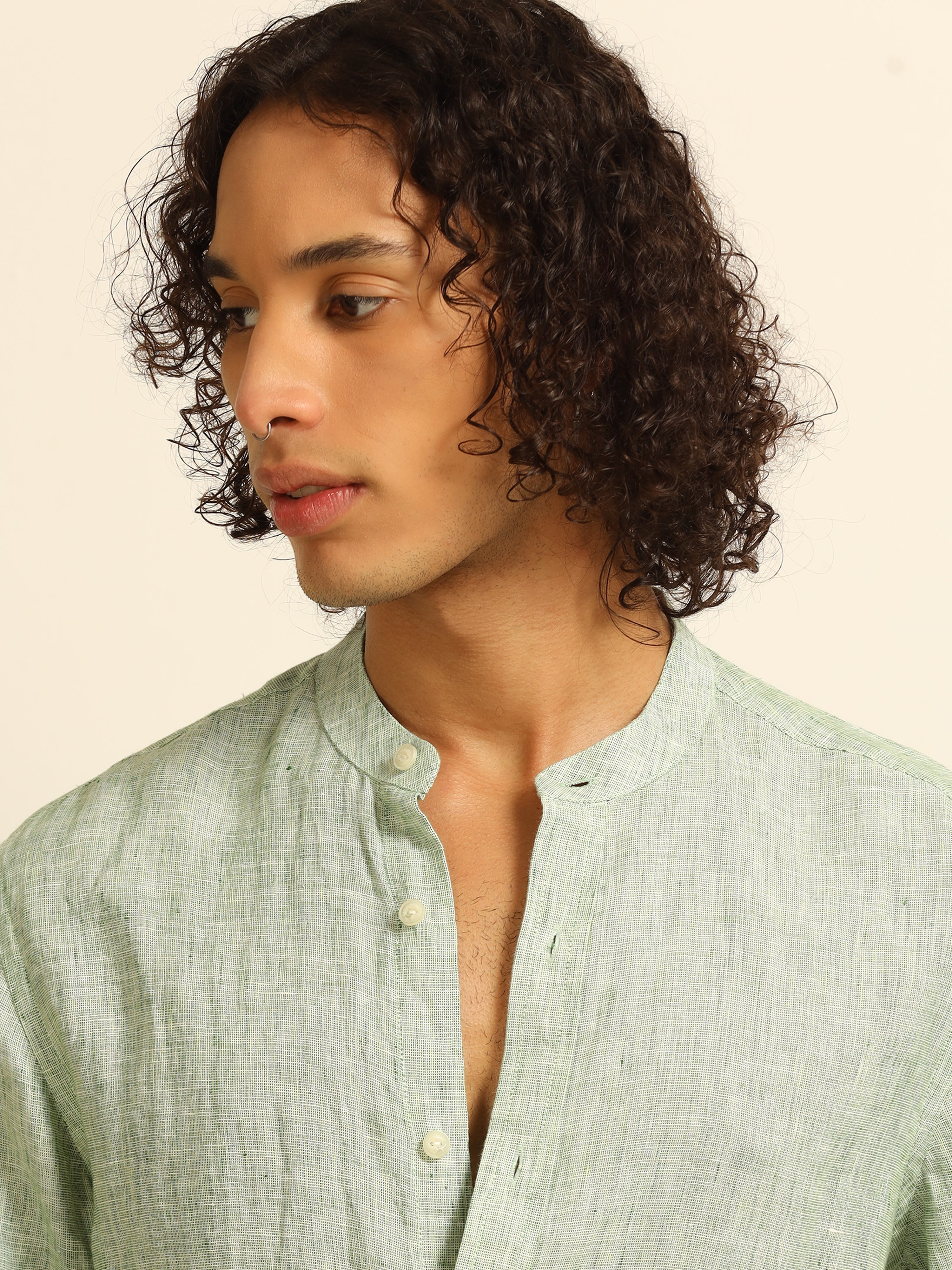 Spring green 100% linen shirt