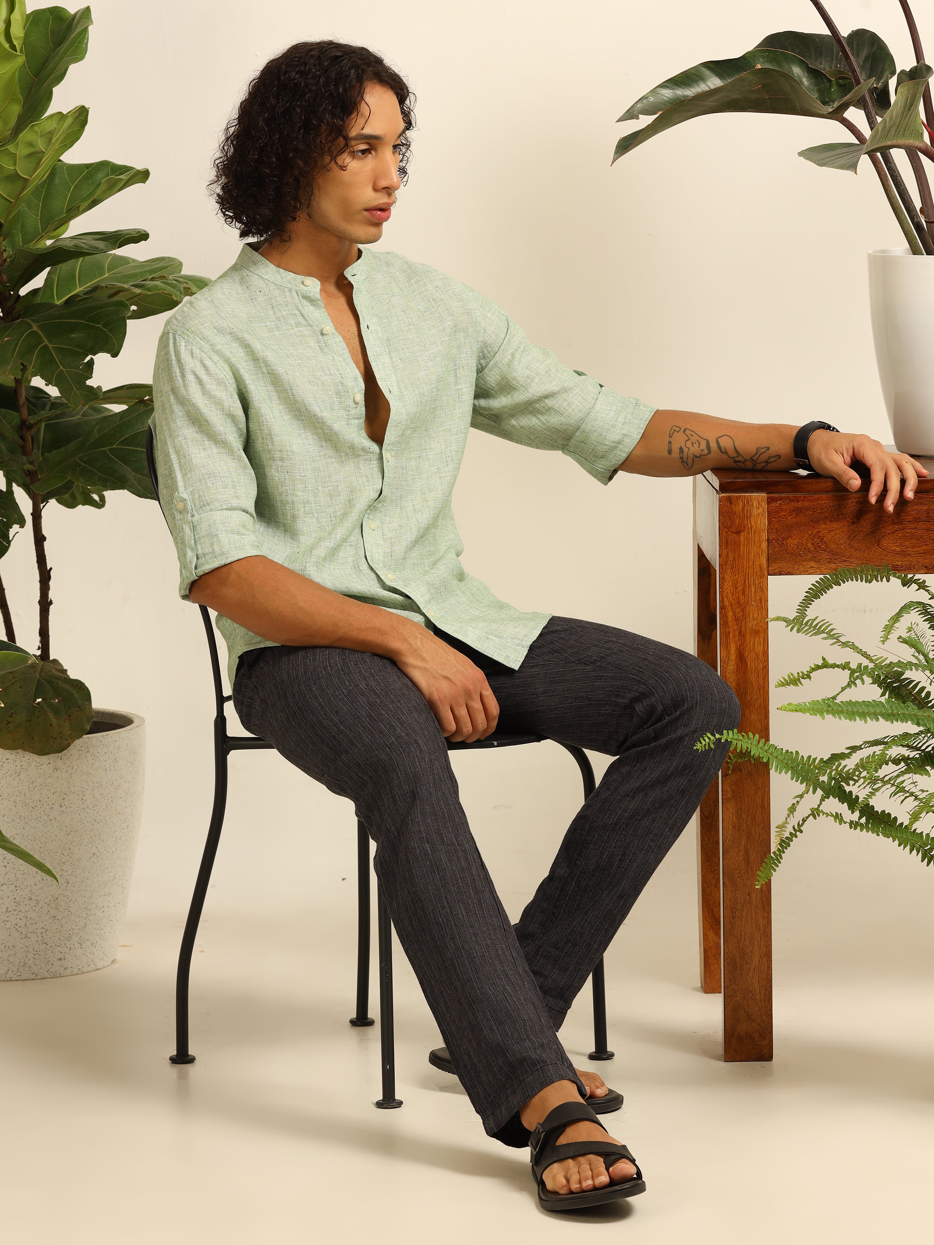 Spring green 100% linen shirt