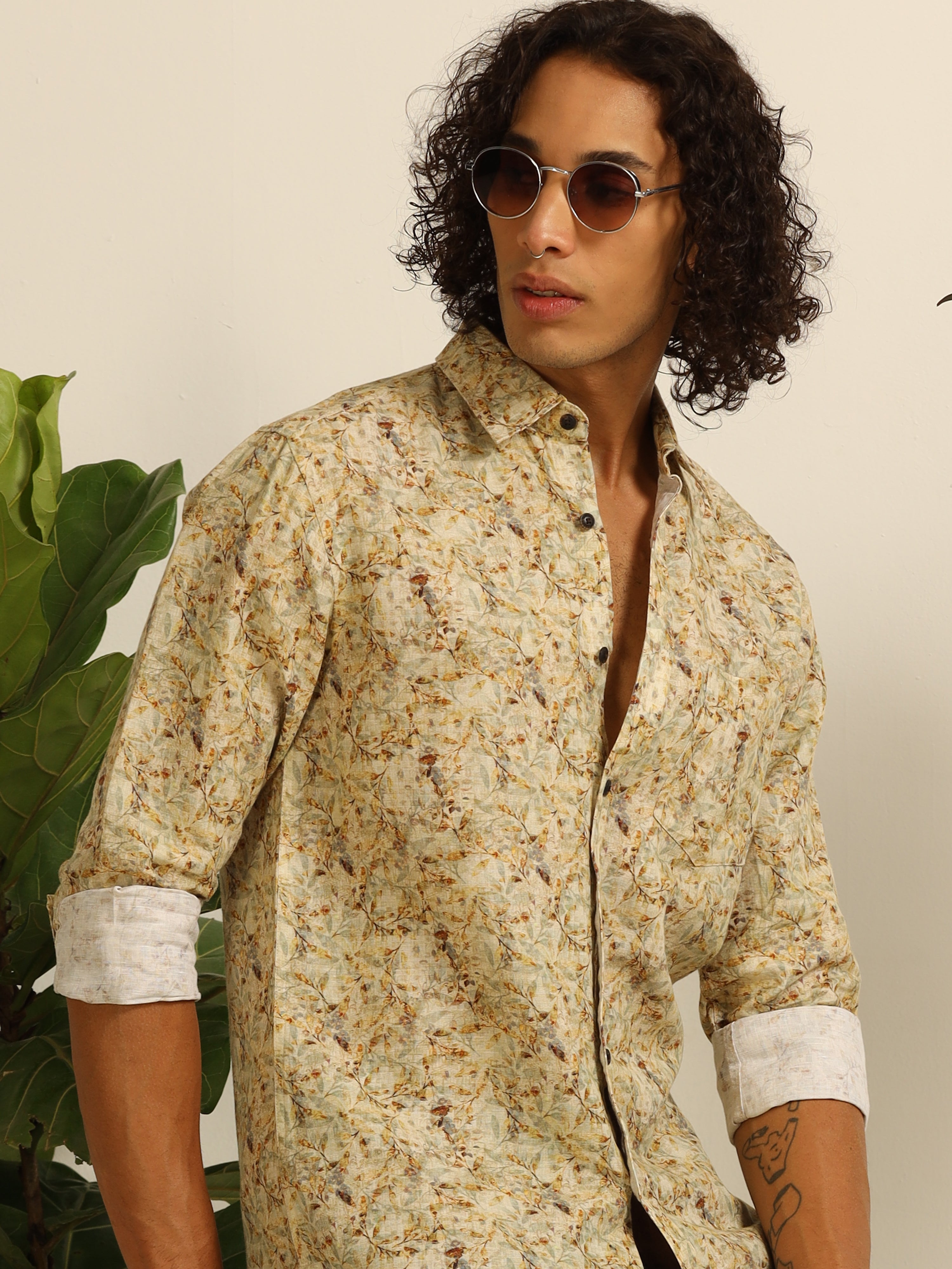 Garden yellow Reverie 100% linen shirt