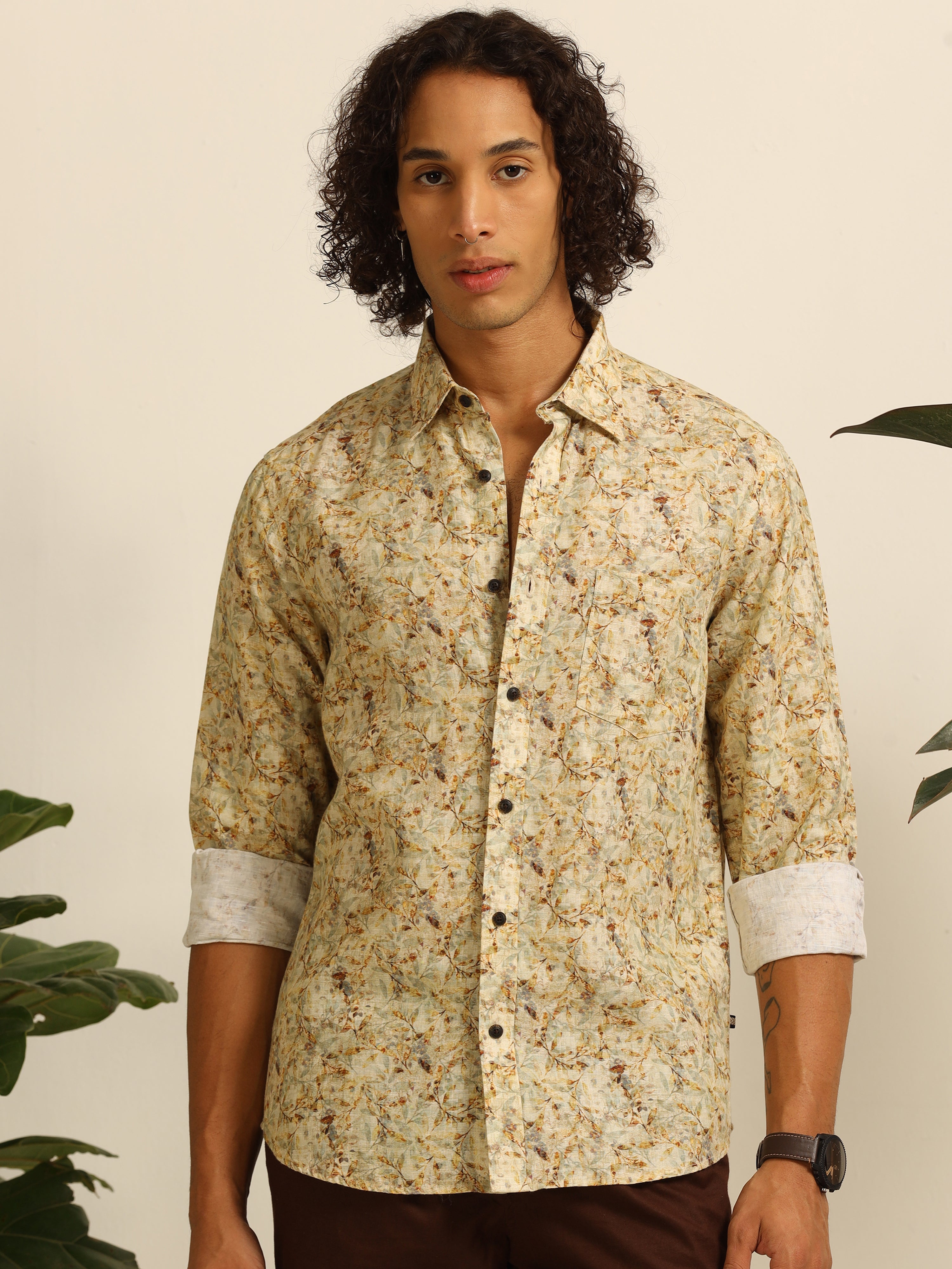 Garden yellow Reverie 100% linen shirt