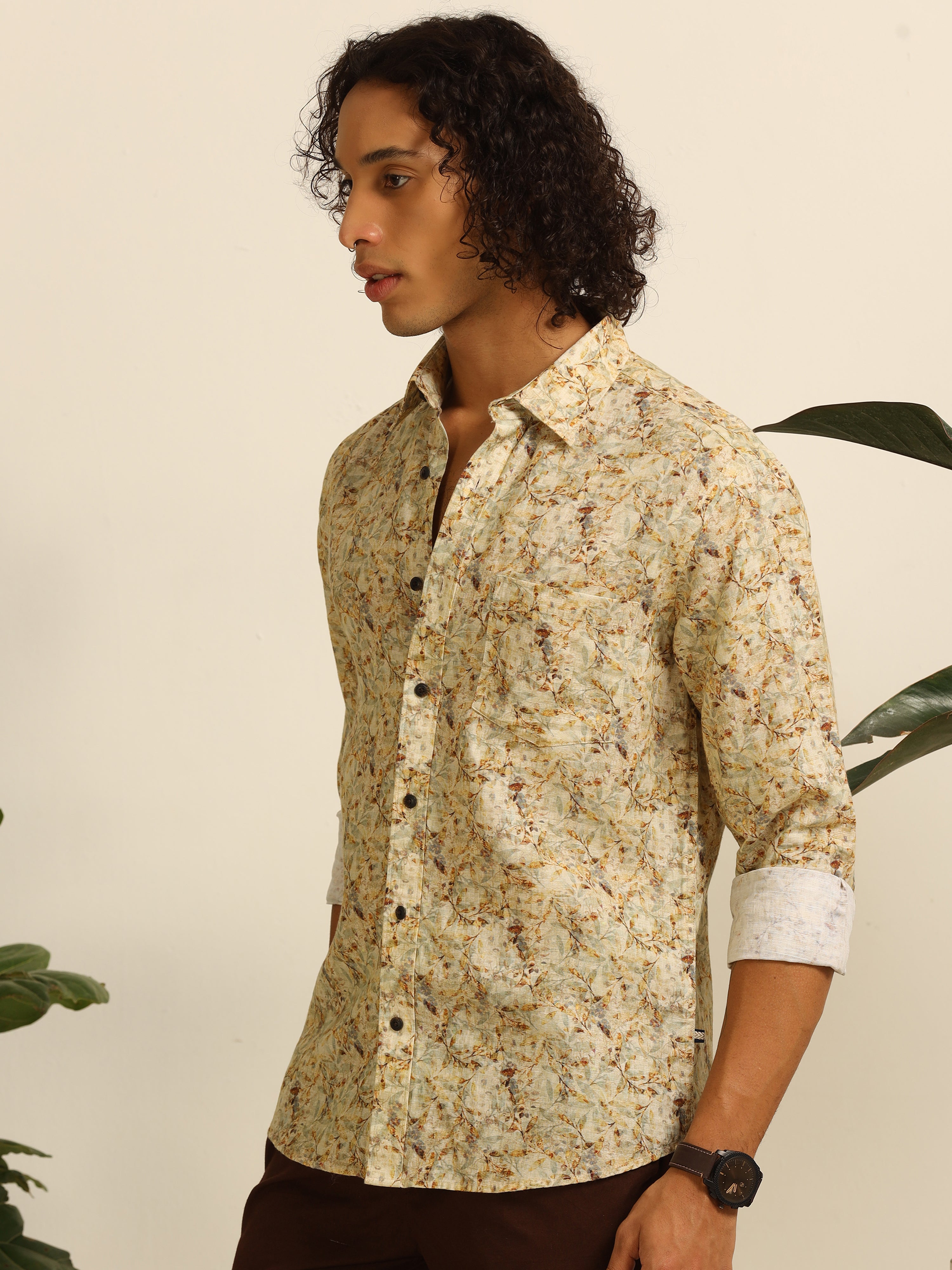 Garden yellow Reverie 100% linen shirt