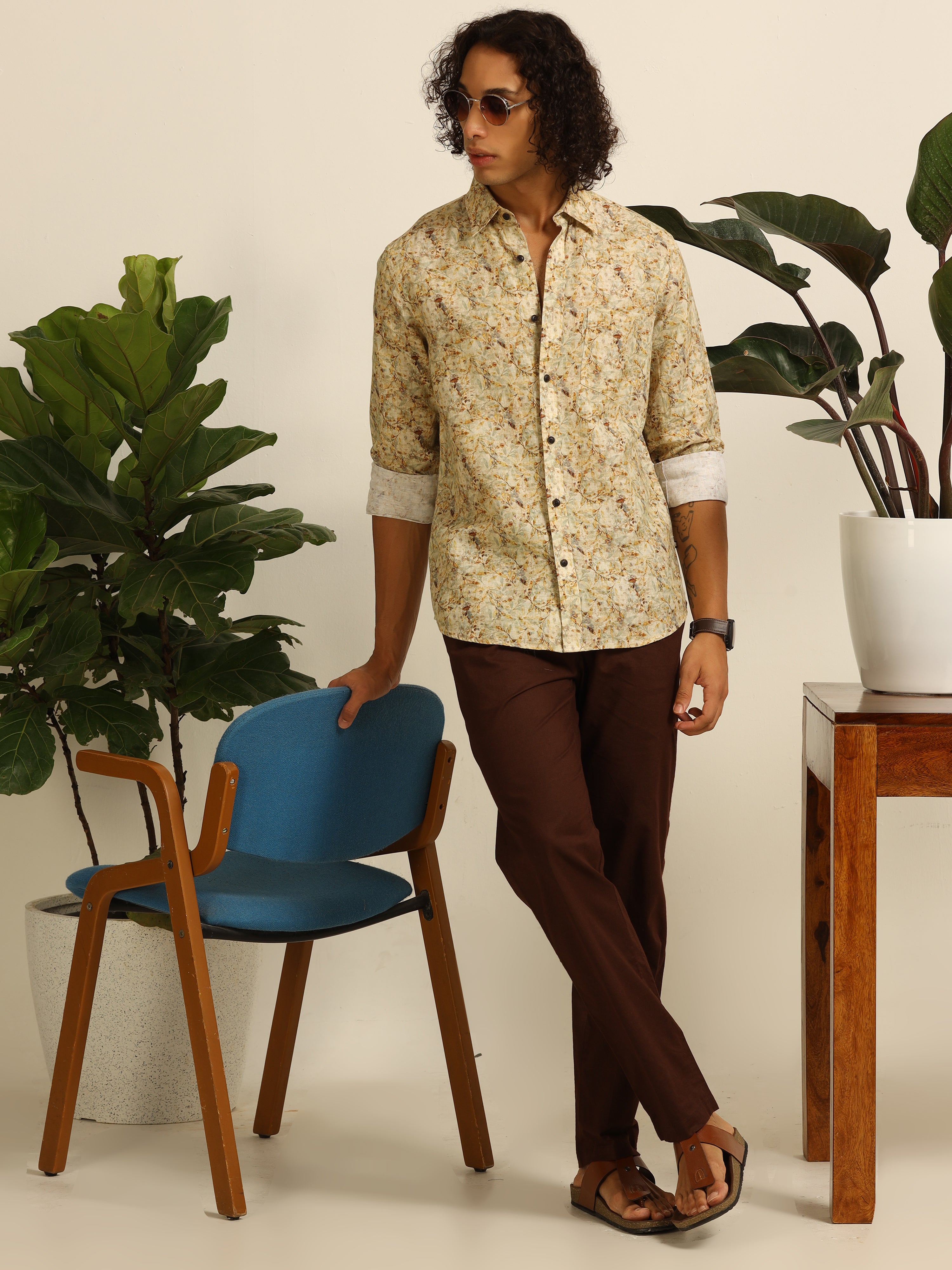 Garden yellow Reverie 100% linen shirt