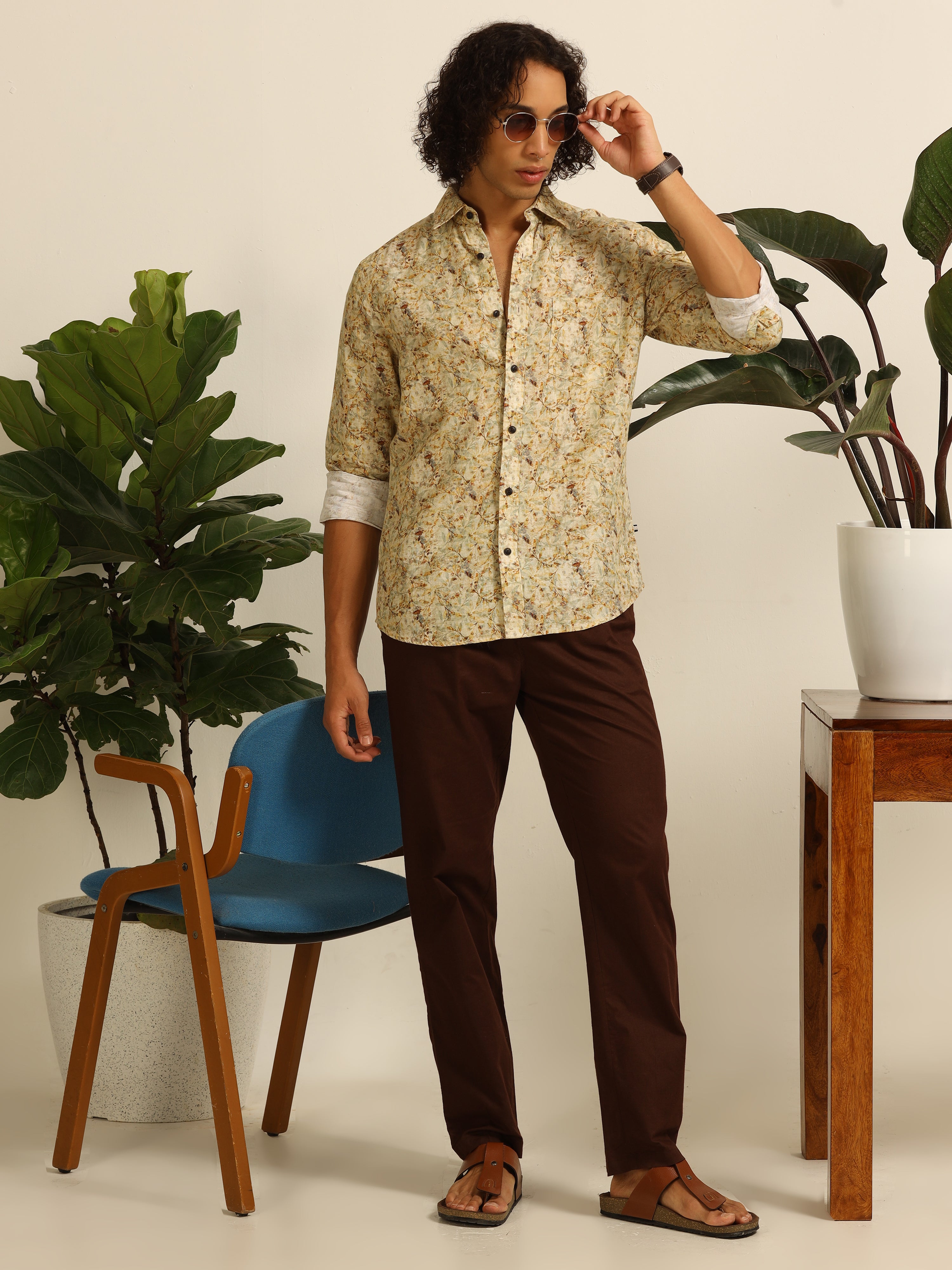 Garden yellow Reverie 100% linen shirt