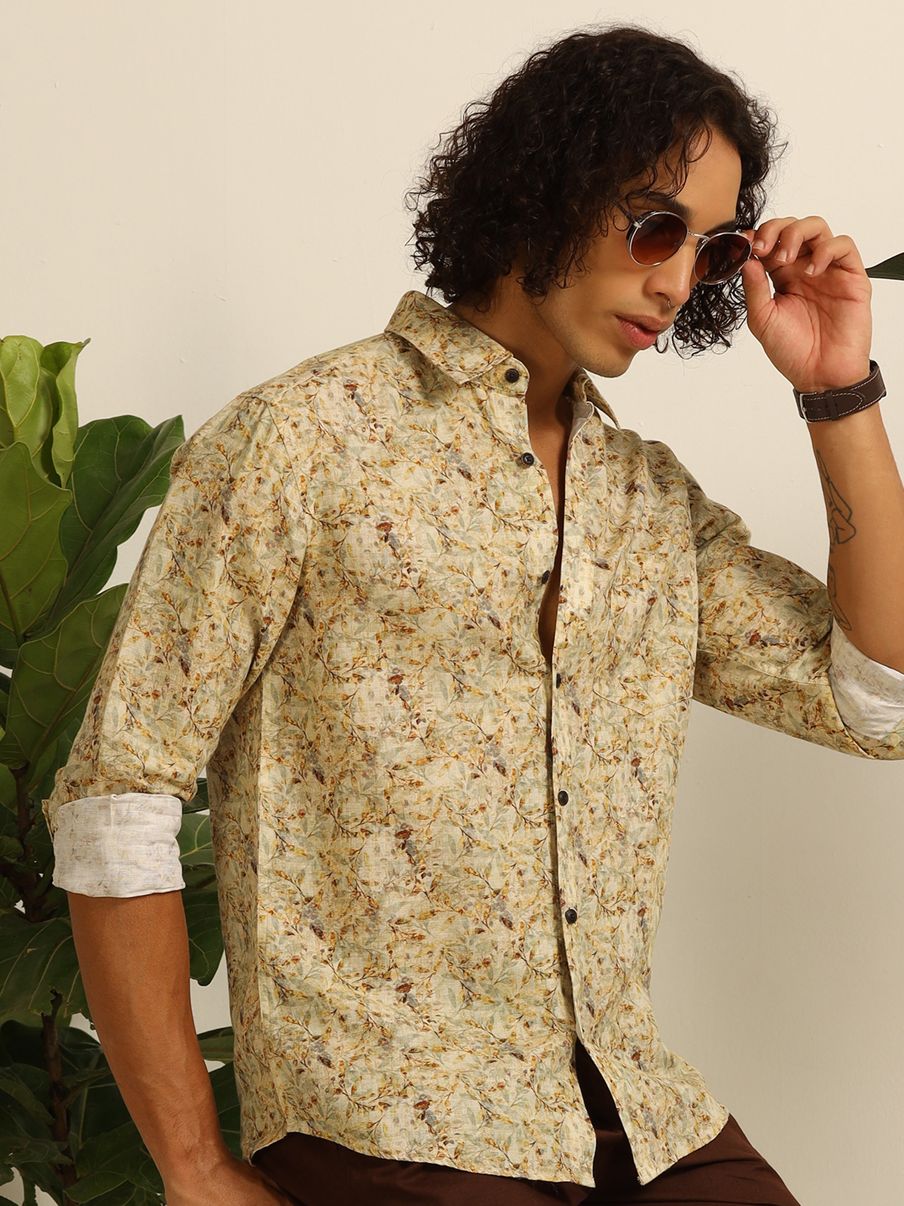 Garden yellow Reverie 100% linen shirt