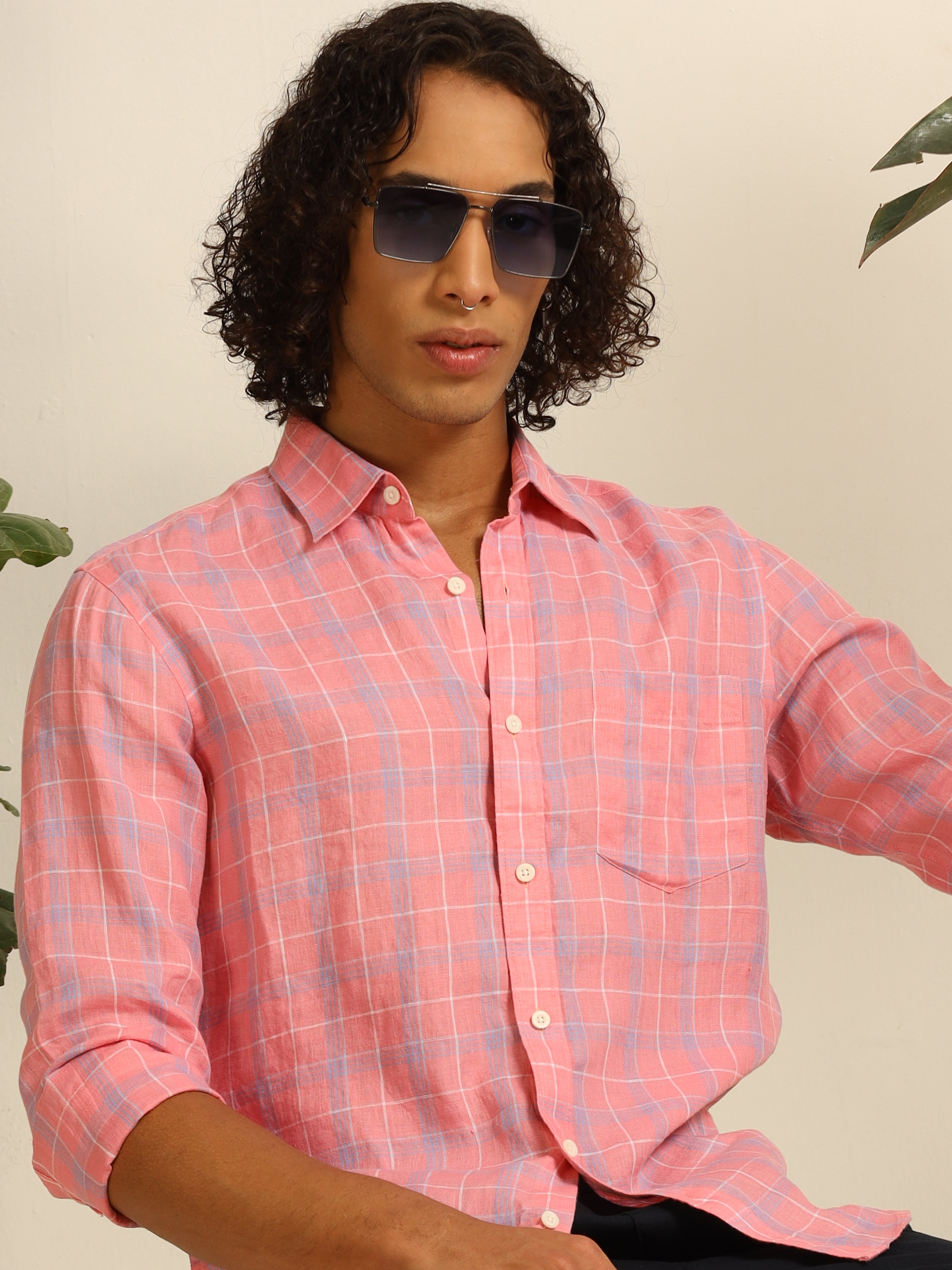 Sunkissed Pink Linen 100% linen shirt