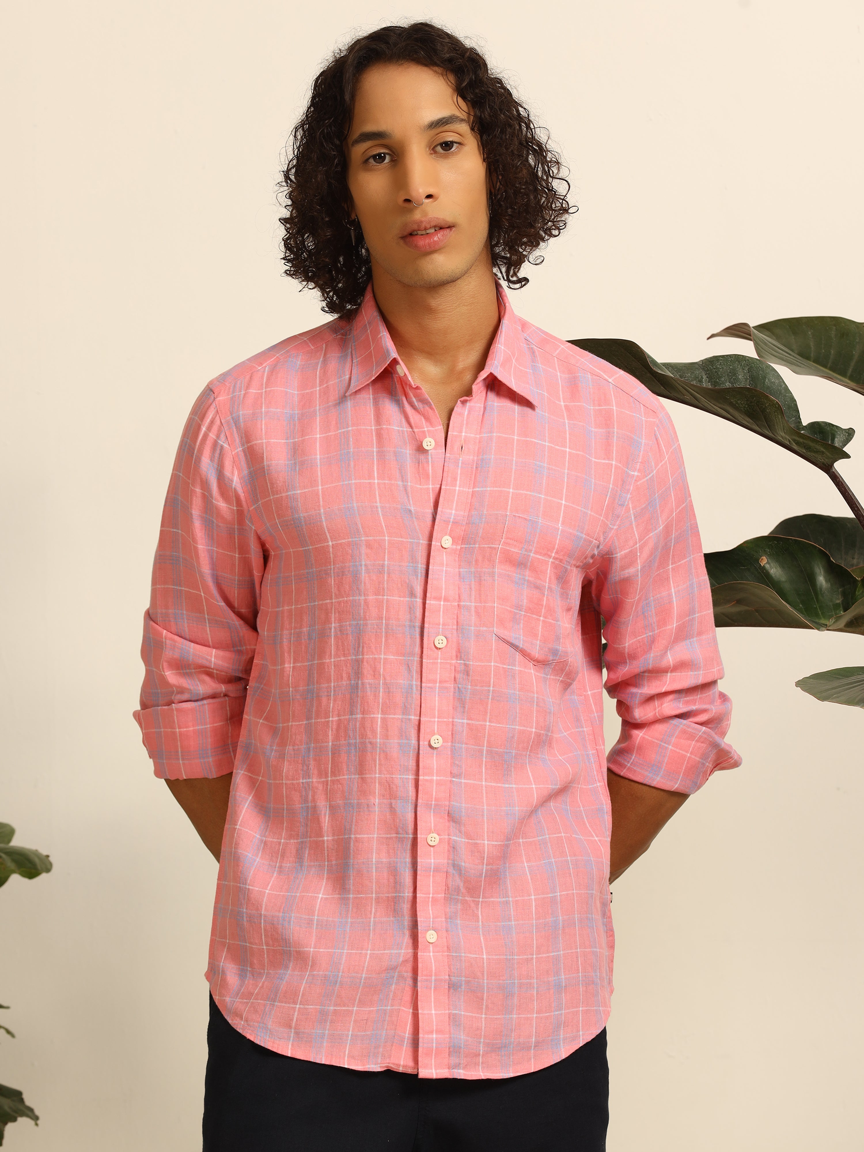 Sunkissed Pink Linen 100% linen shirt