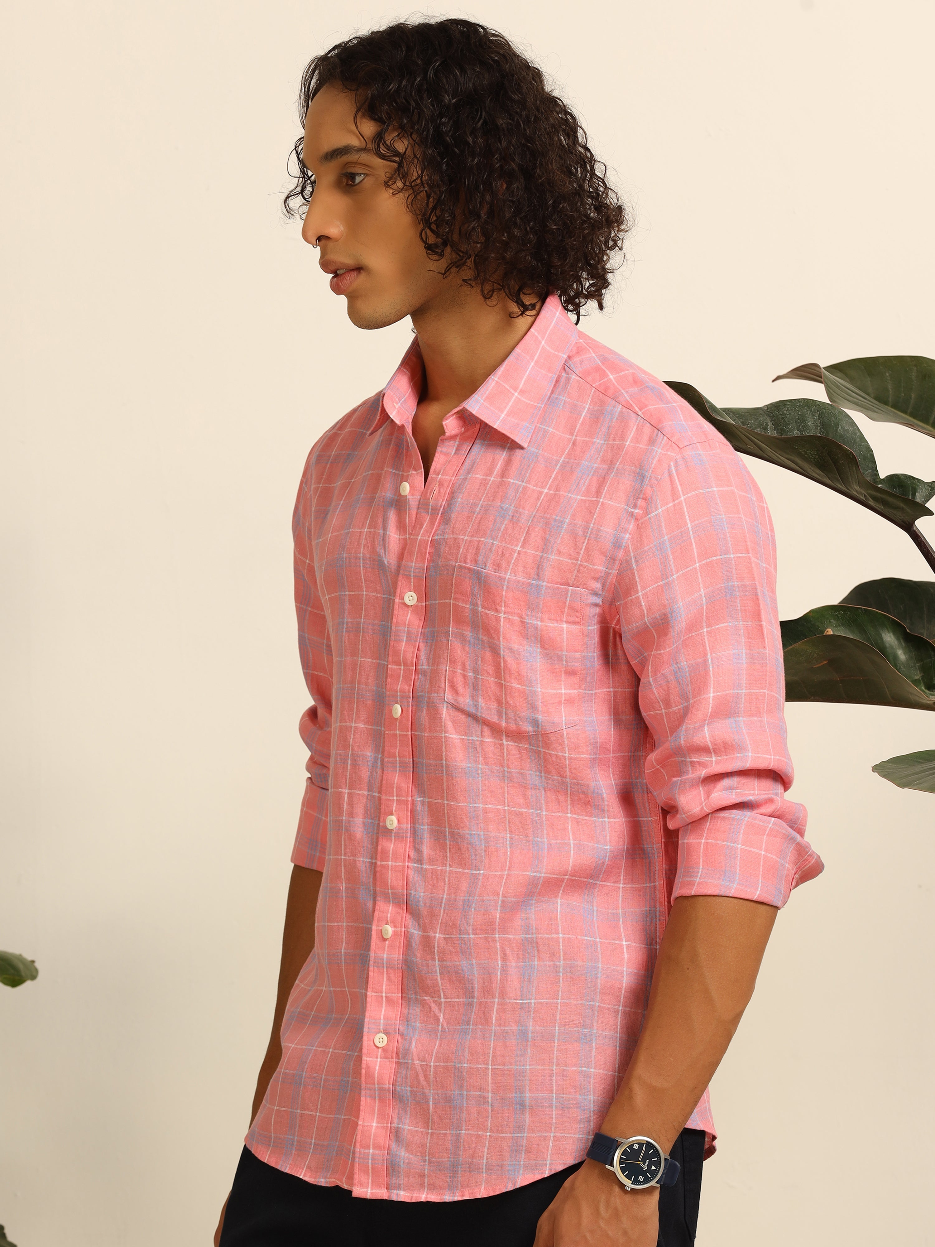 Sunkissed Pink Linen 100% linen shirt