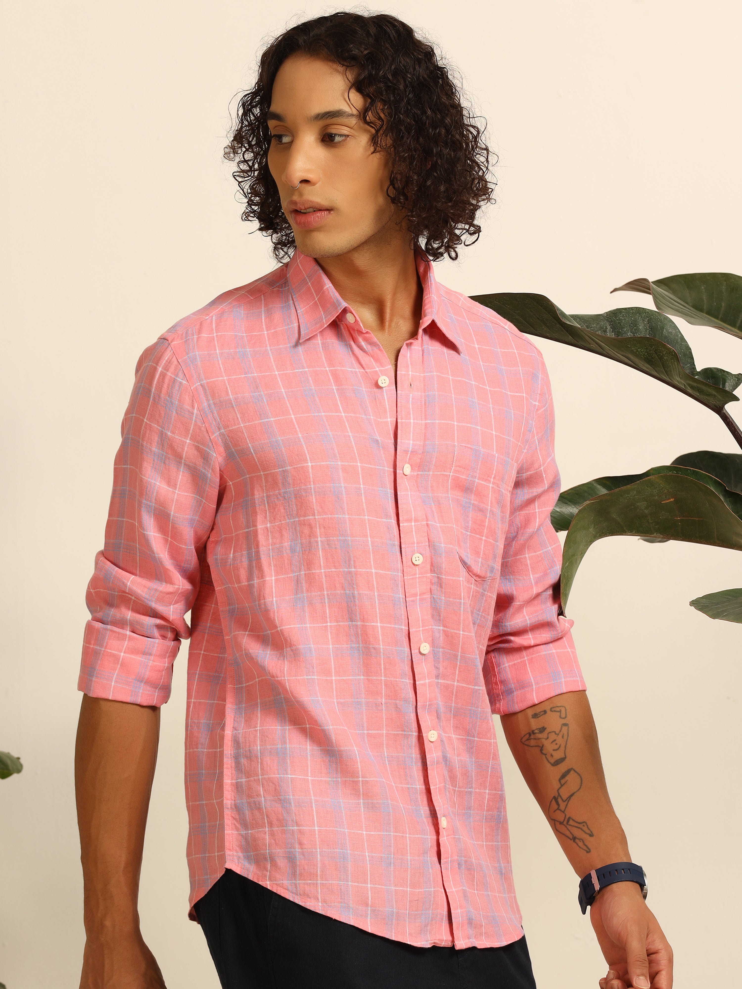 Sunkissed Pink Linen 100% linen shirt