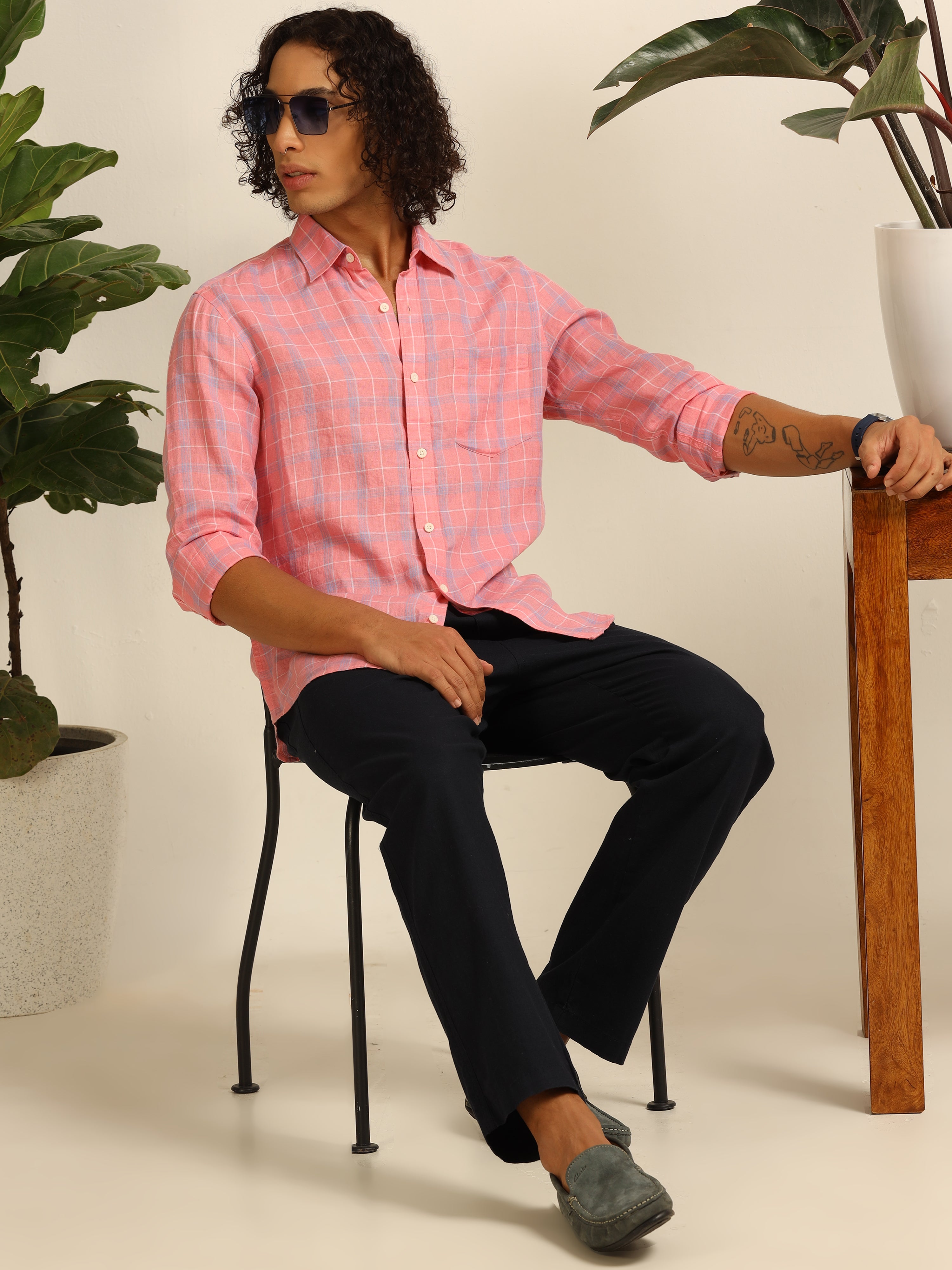 Sunkissed Pink Linen 100% linen shirt