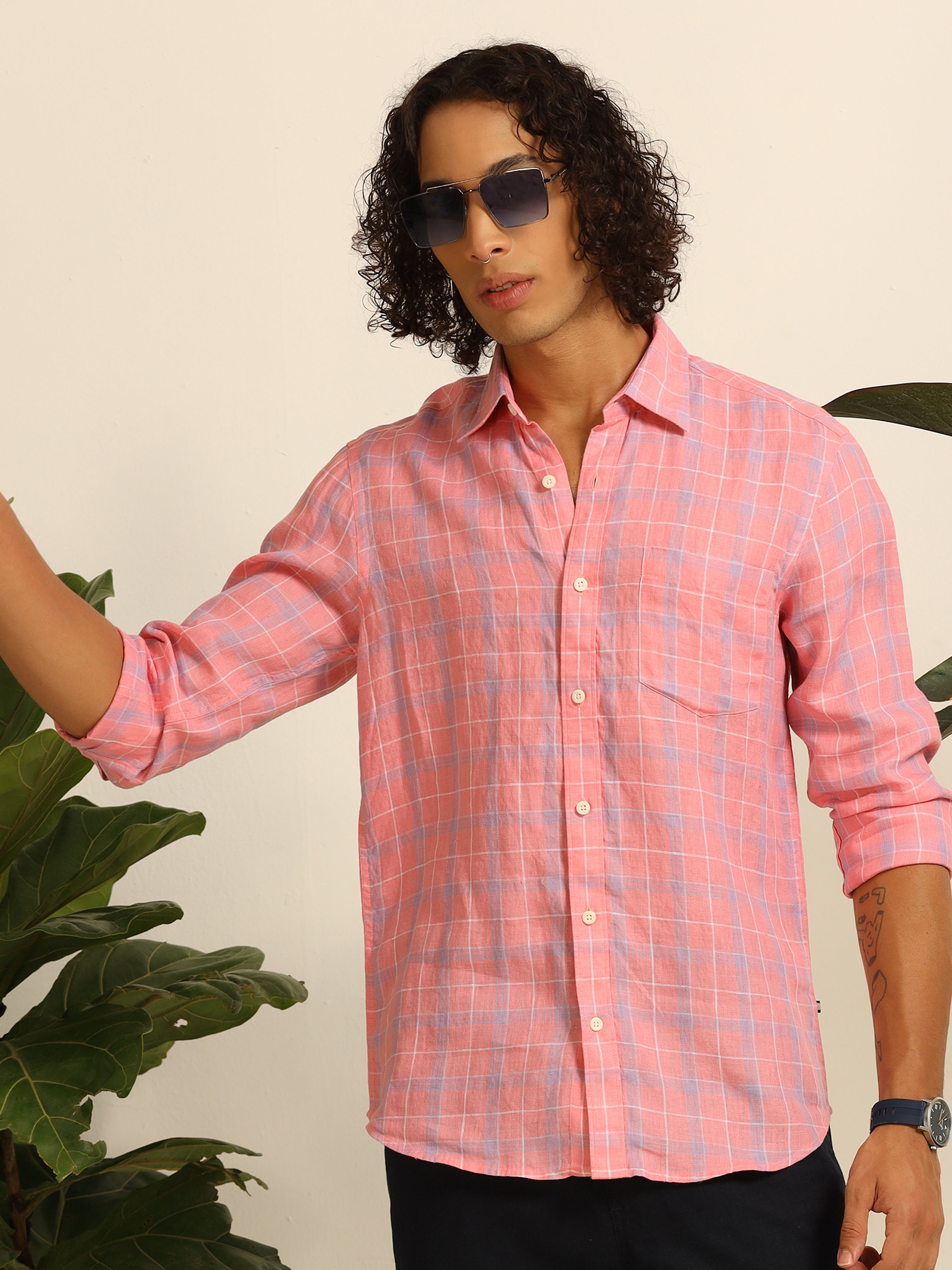 Sunkissed Pink Linen 100% linen shirt