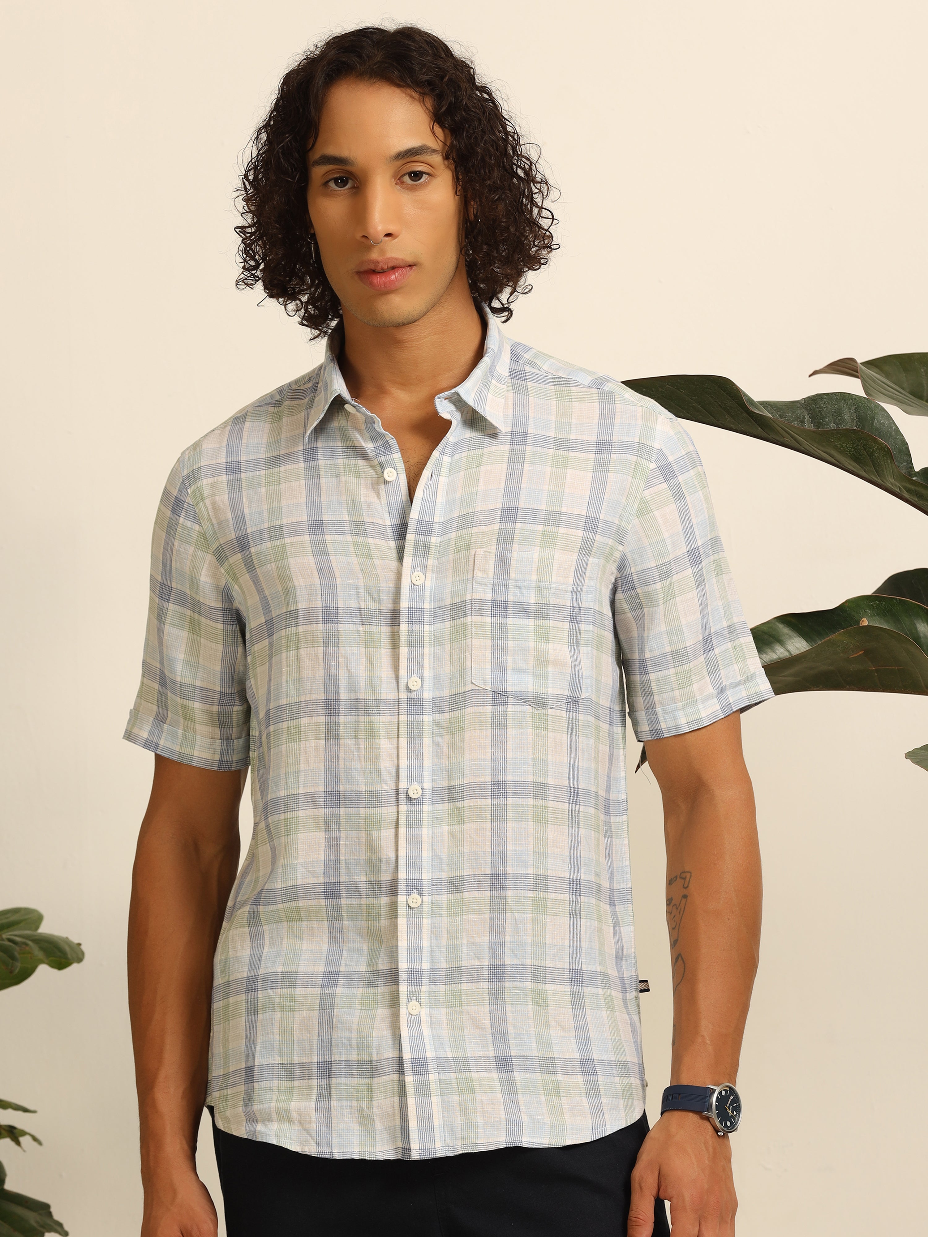 Linear Escape 100% linen shirt