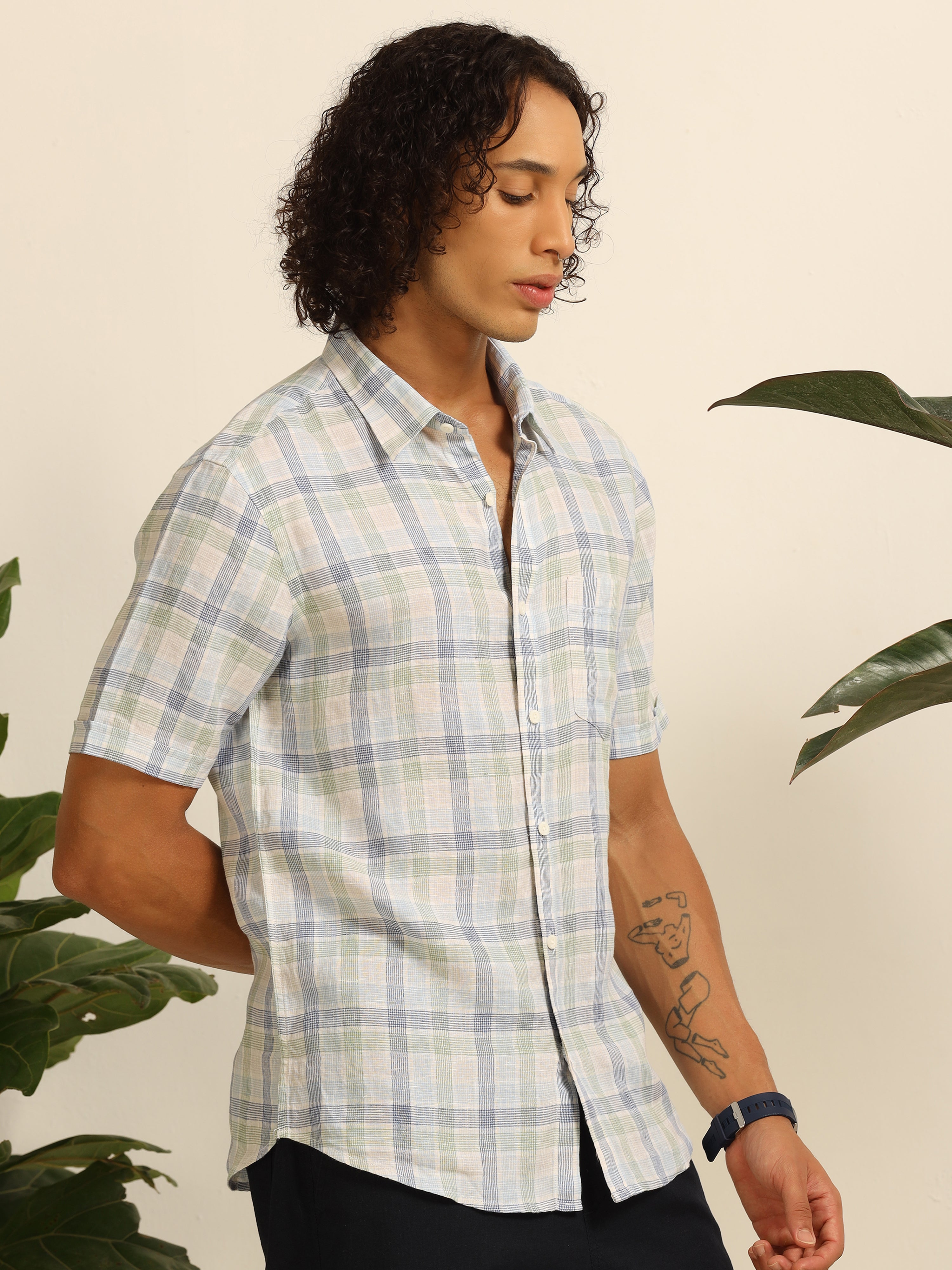 Linear Escape 100% linen shirt